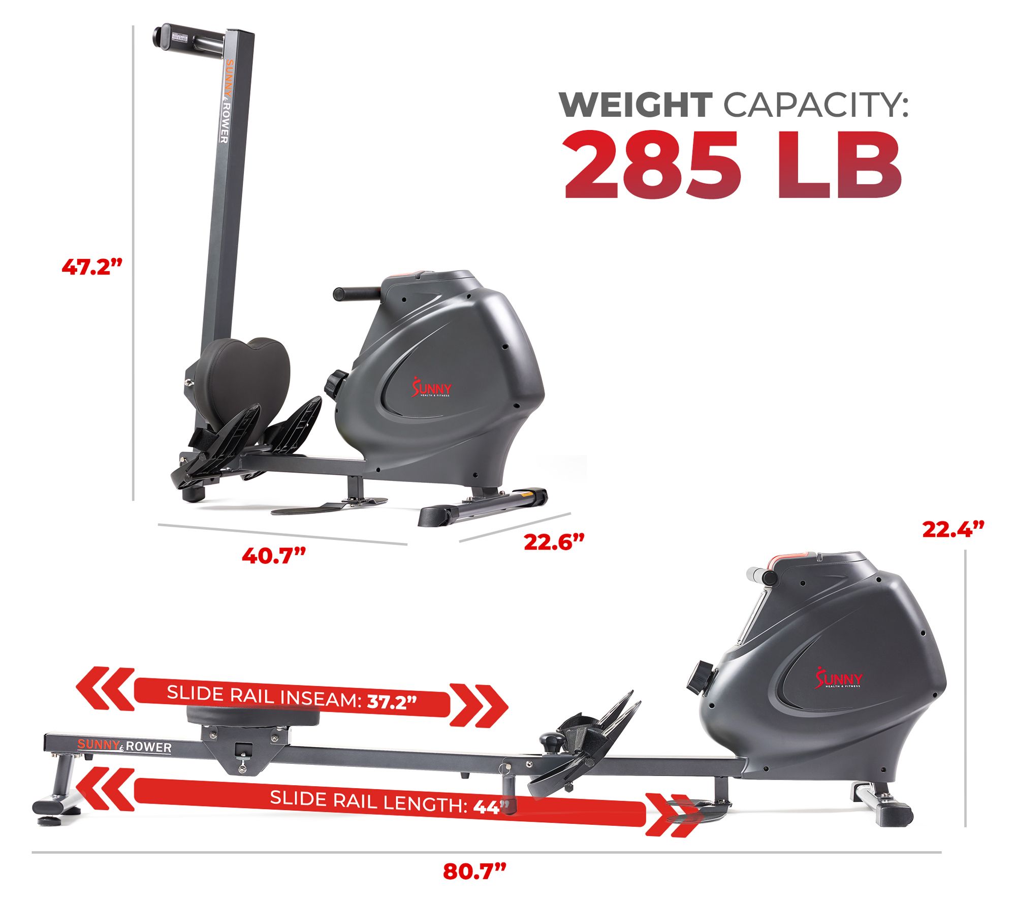 Sunny Health & Fitness Smart Rower w/ Exclusive SunnyFit App