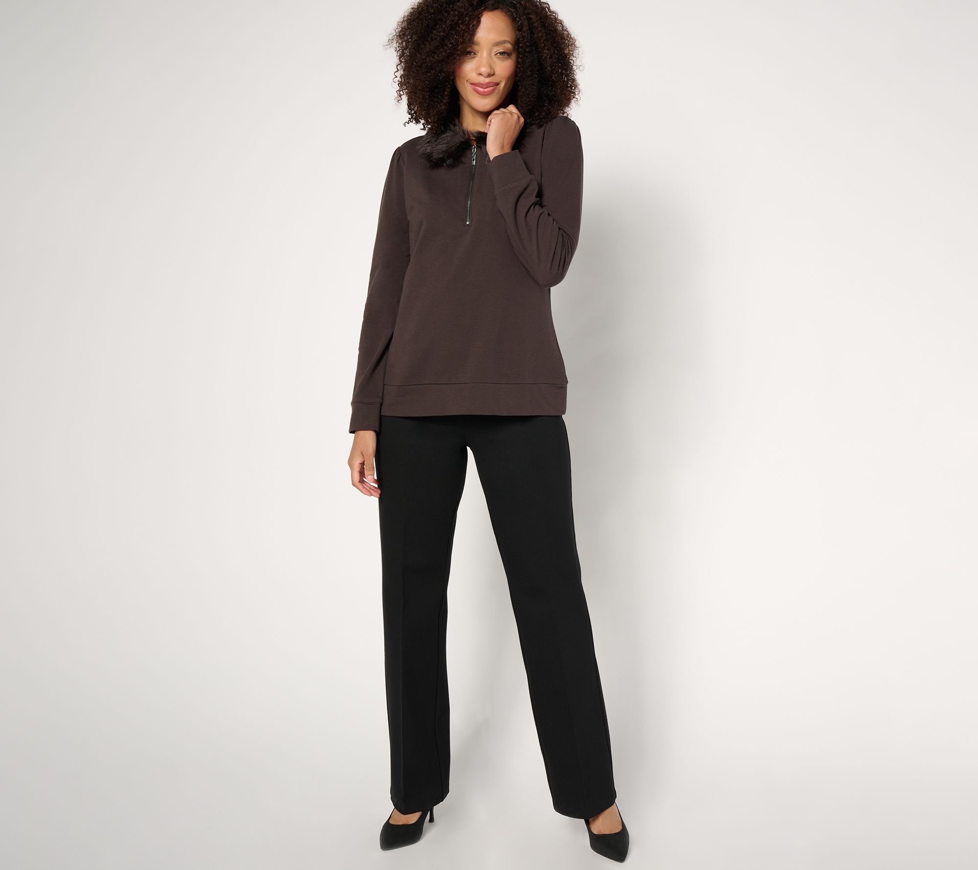 Jingle Belles by Kim Gravel Faux Fur Half Zip Sweatshirt
