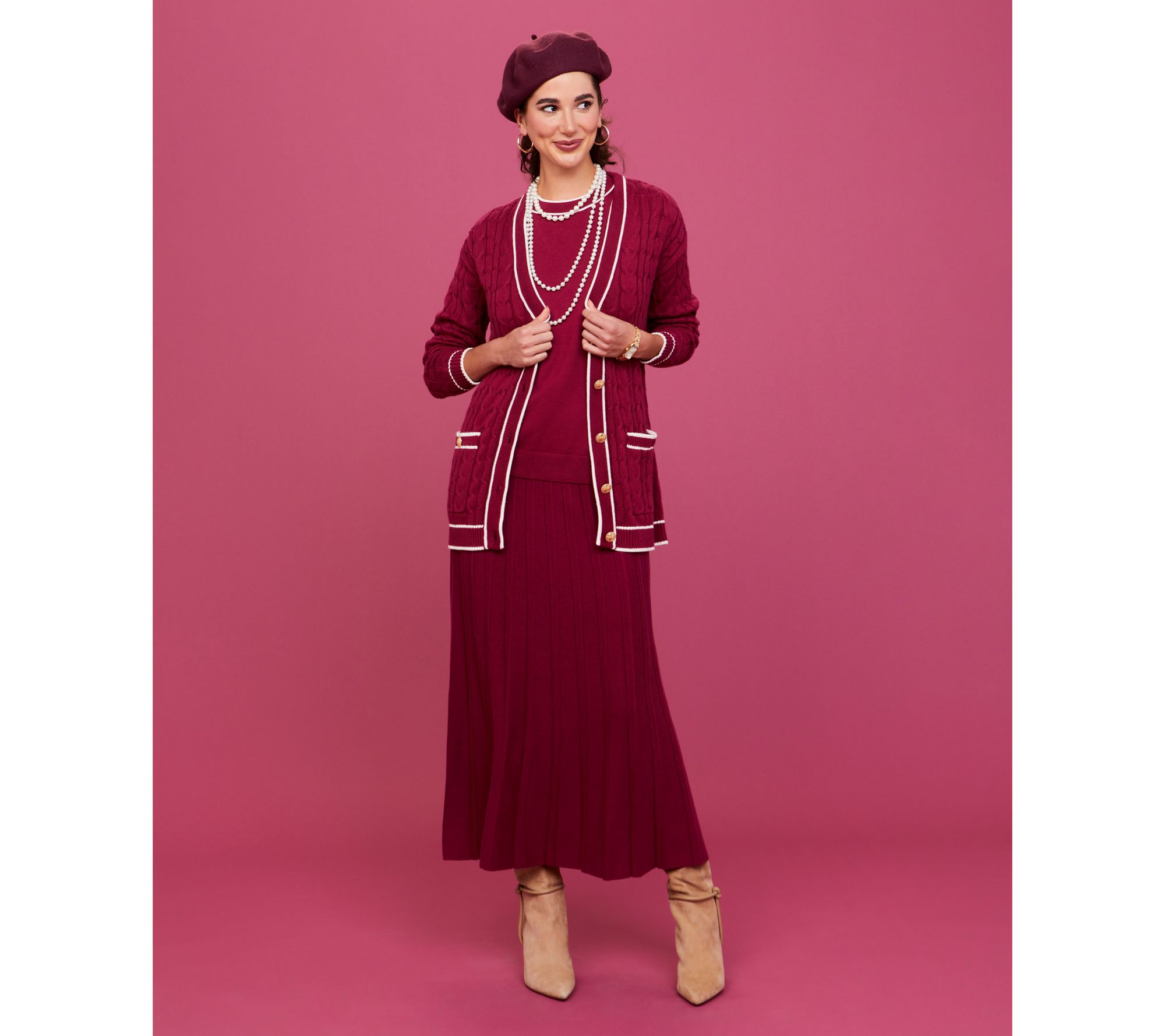 Isaac Mizrahi Live! Classic Sweater Shell with Trim Tipping