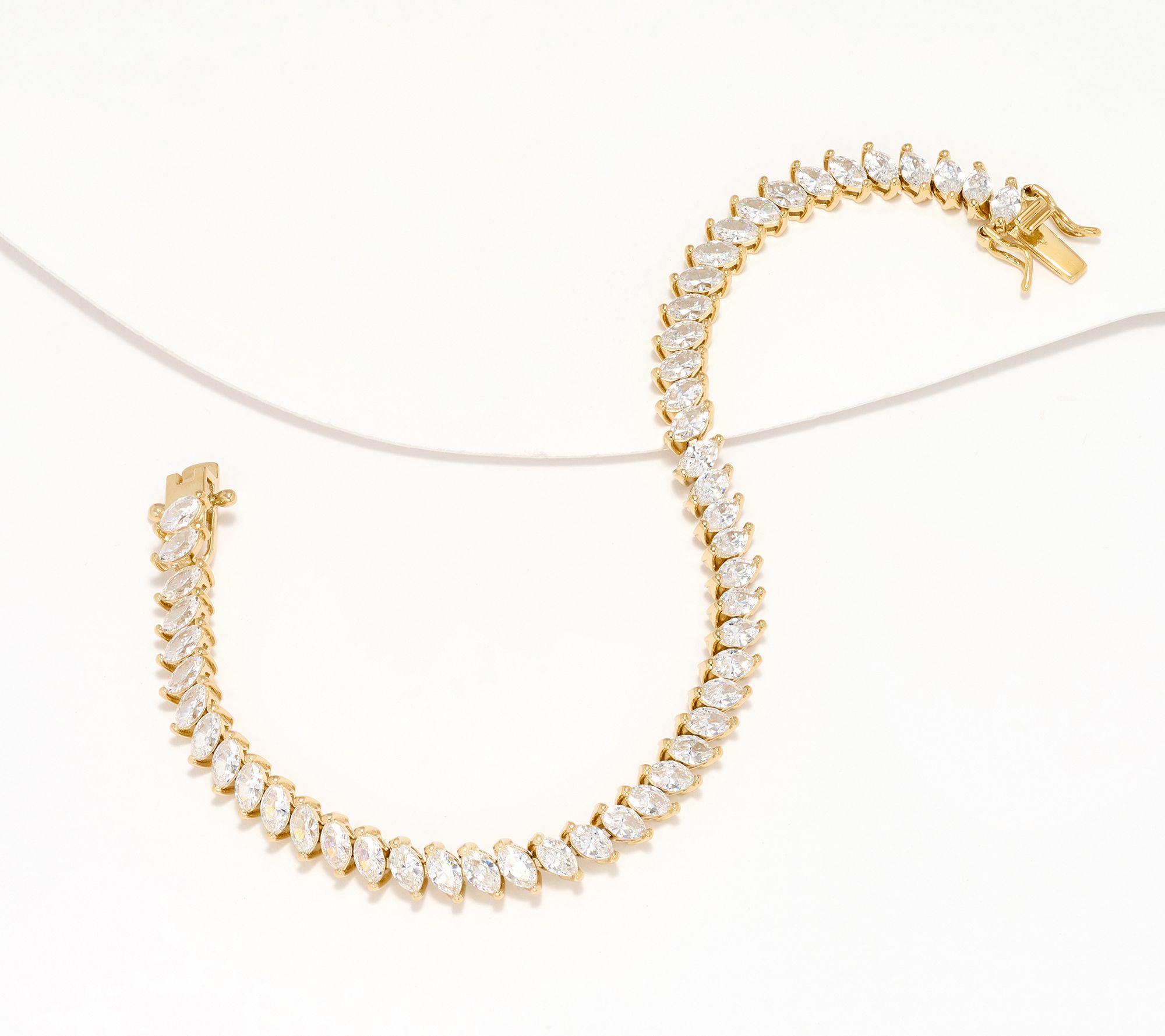 Diamonique Classics 5cttw Tennis Bracelet, 14K Gold Plated