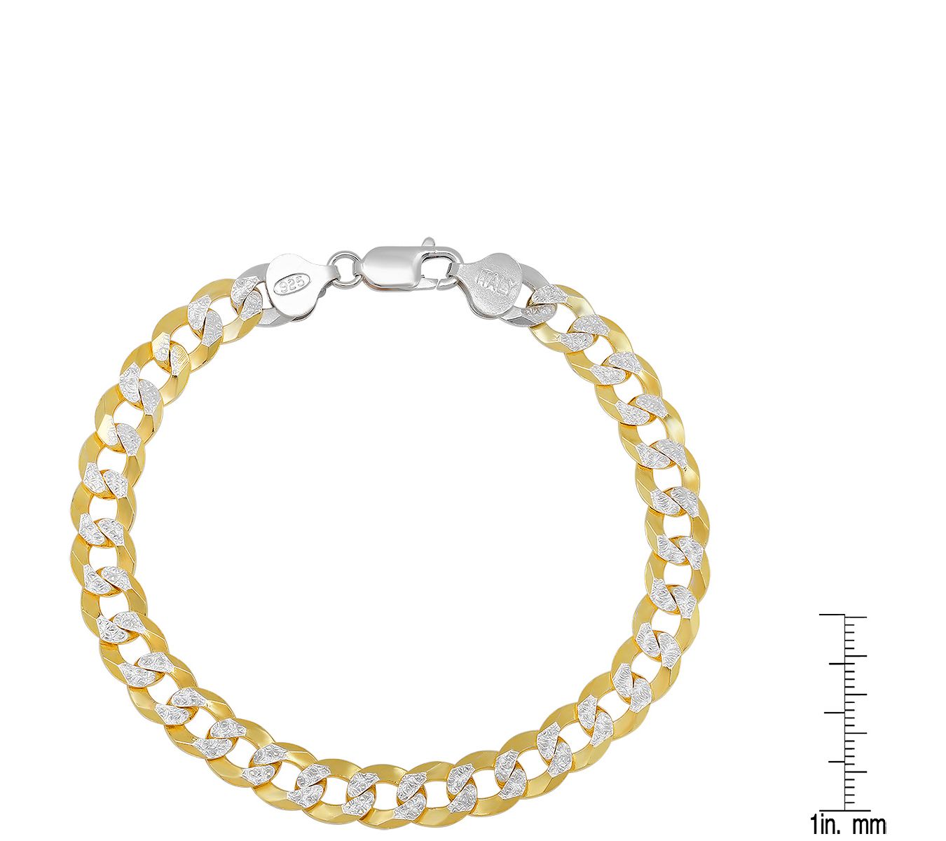 Silver Style Two-Tone Curb Link Bracelet, Sterling