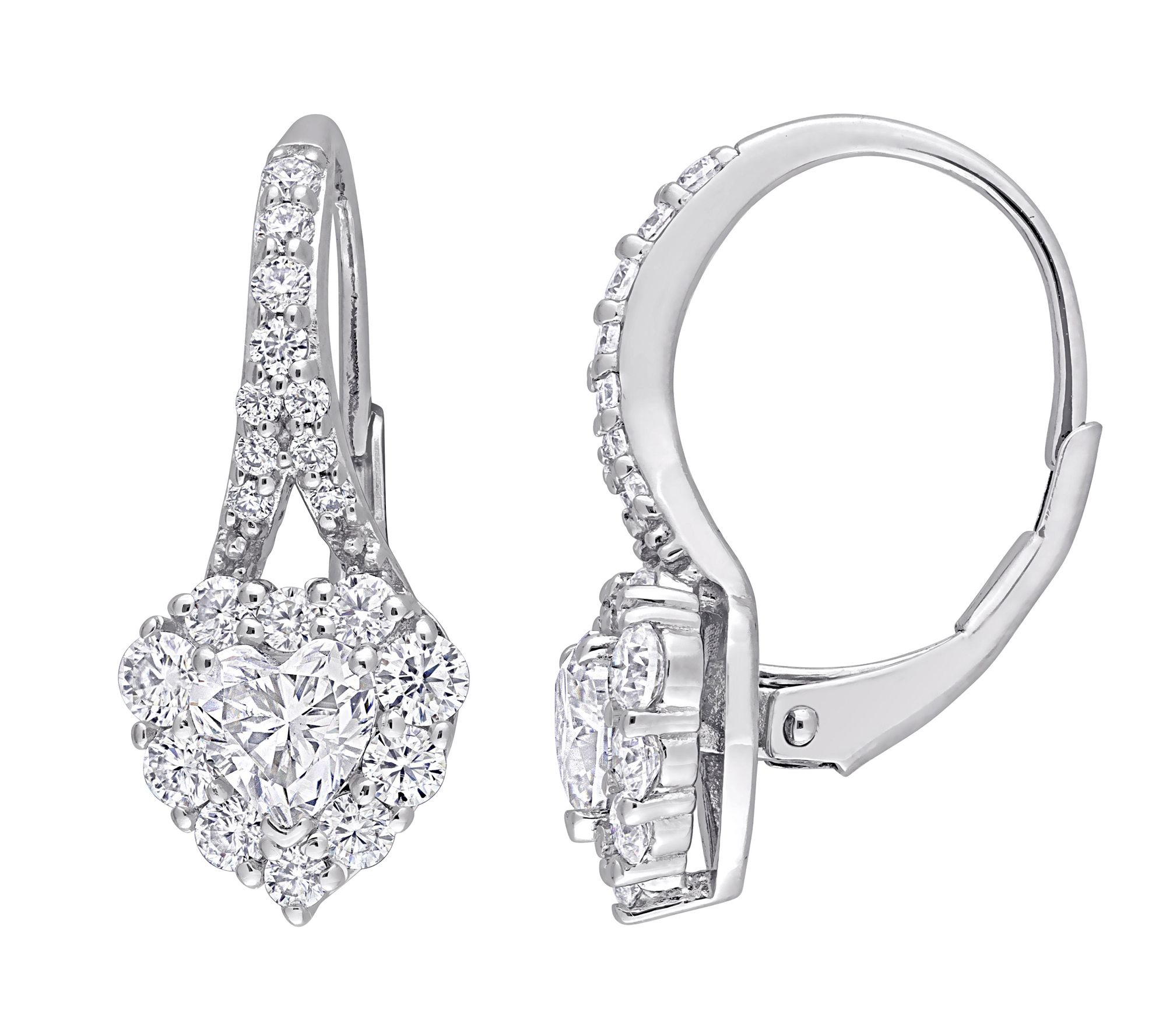 MoissanIce Moissanite 1.80 cttw Heart Earrings, Sterling