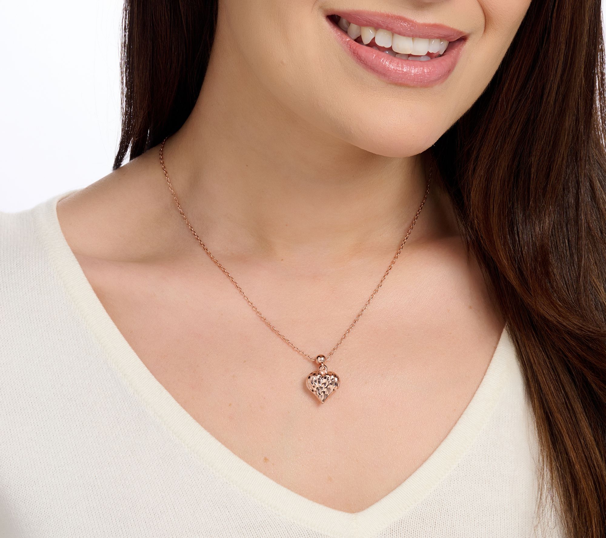UltraFine 950 Silver Reversible Heart Motif Necklace