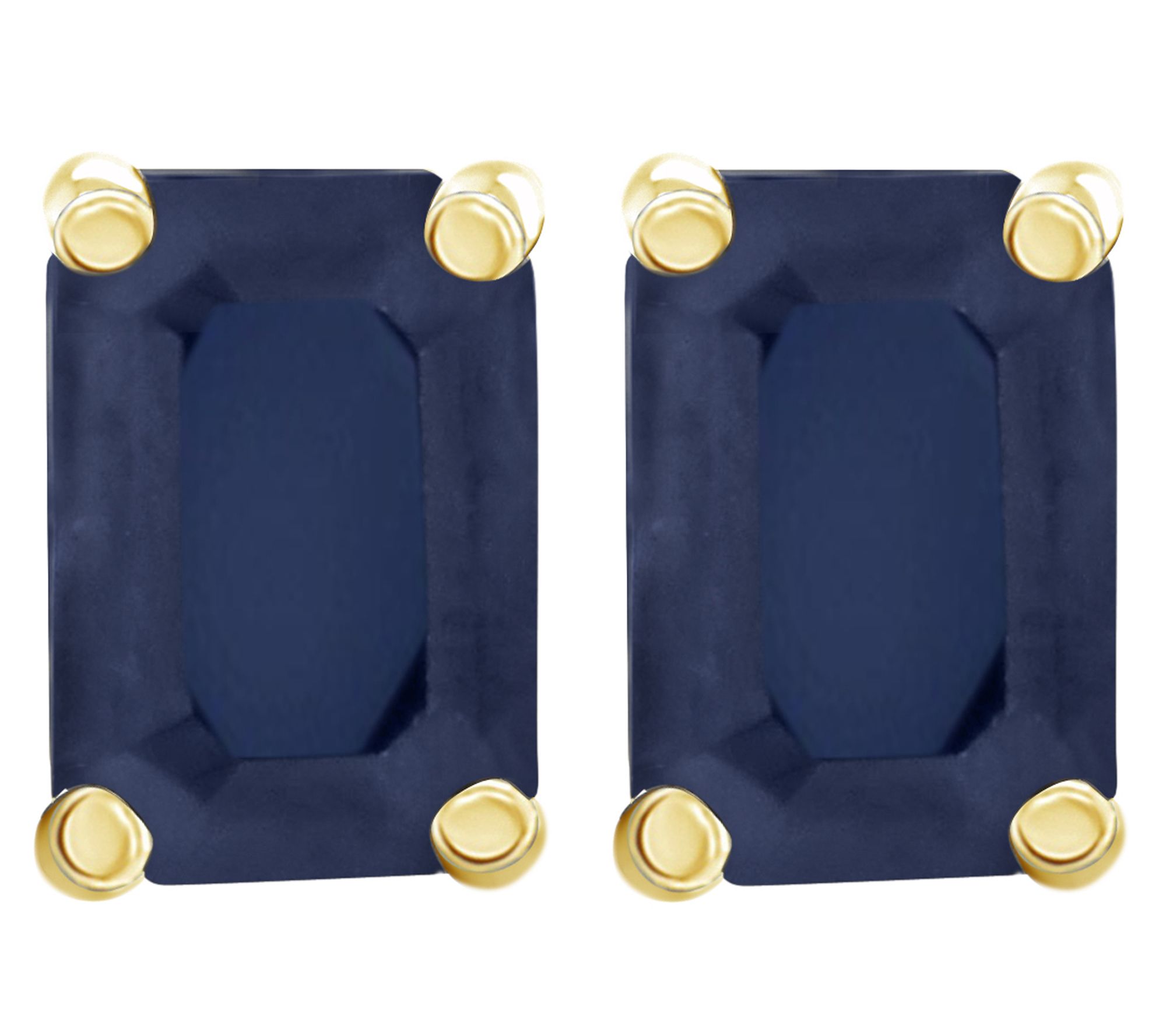 14K Emerald-Cut 1.30 cttw Blue Sapphire Stud Earrings