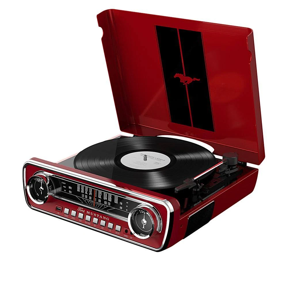 Ion Audio - MUSTANG-LP-RED - IT69RD Classic Car-Styled Music Center