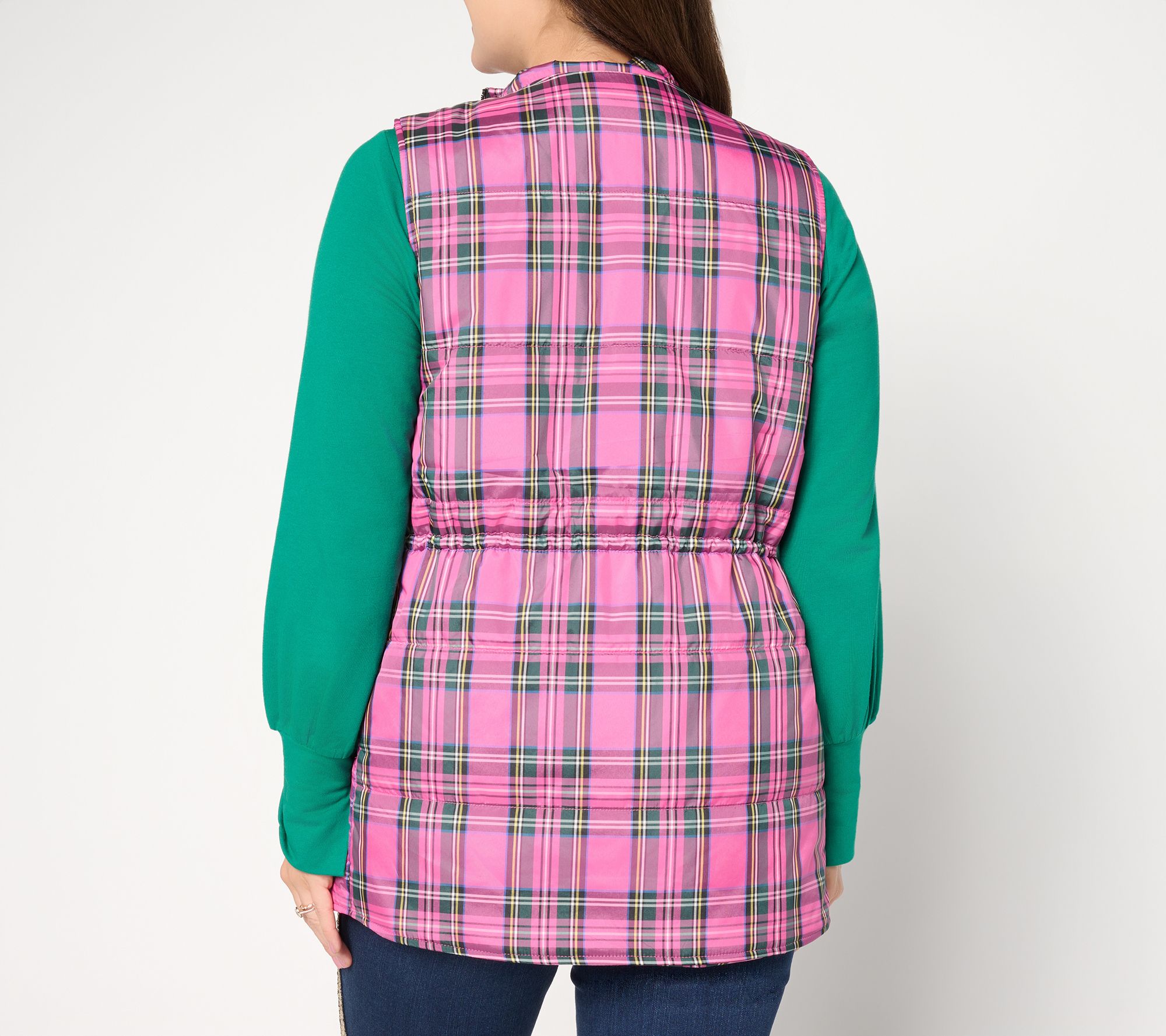 Jingle Belles by Kim Gravel Petite Tartan Cinch Waist Vest
