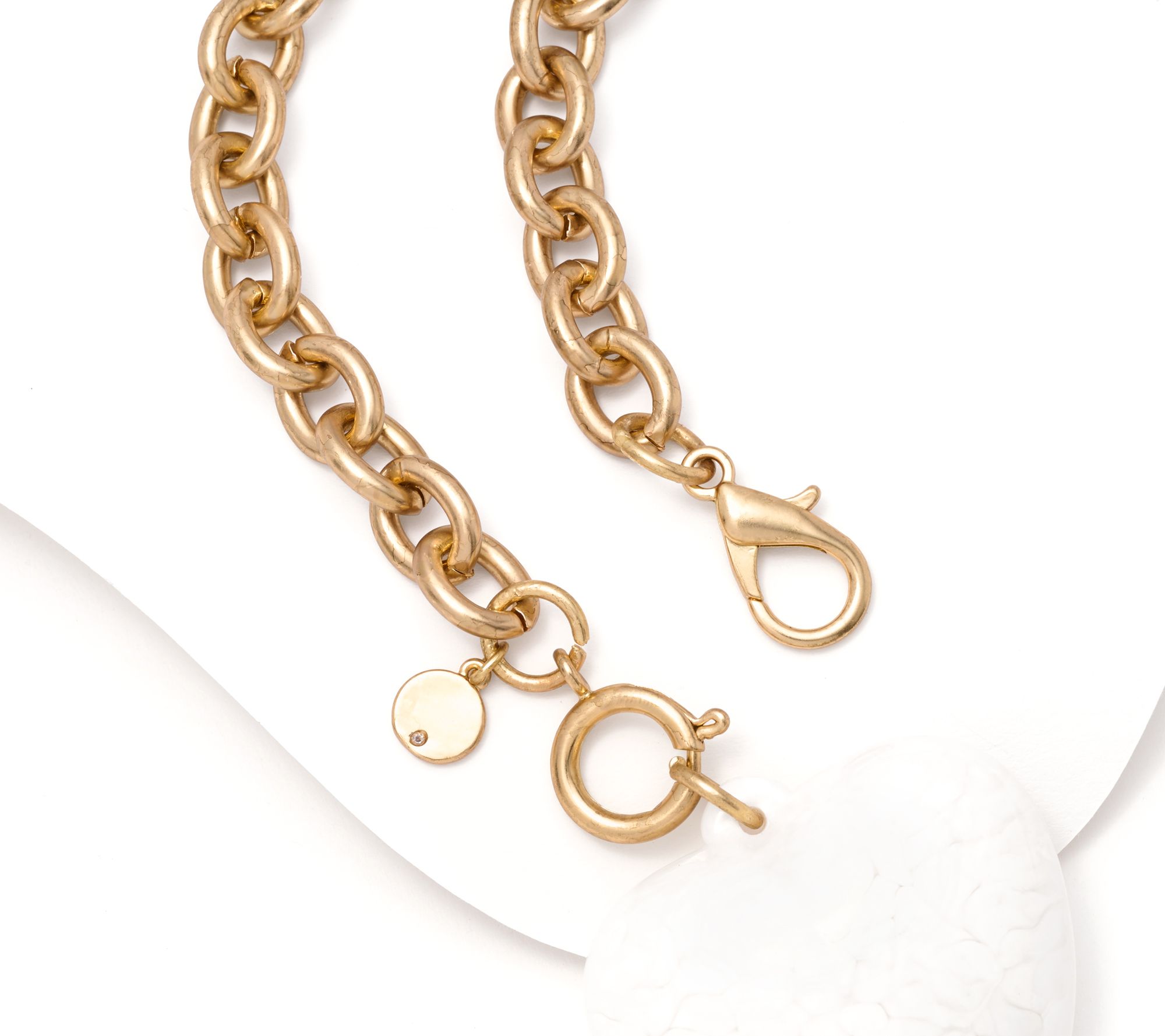 Carla Rockmore Collection Stone Medallion Gold Link Necklace