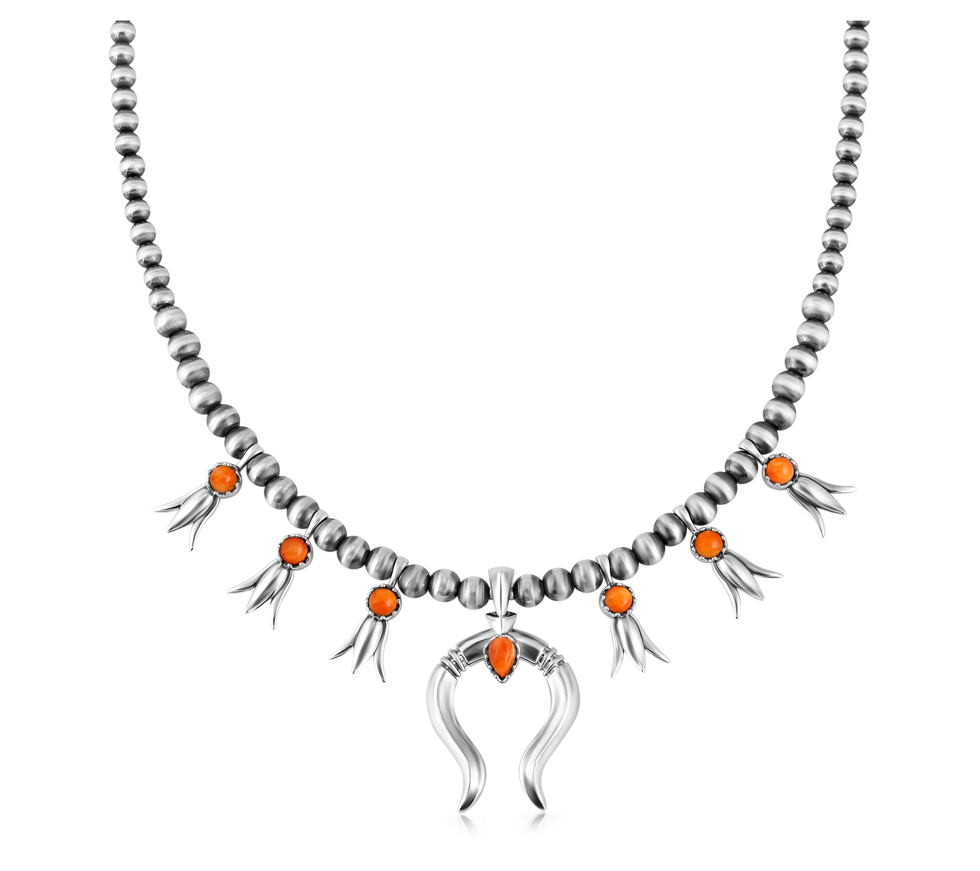 American West Sterling Squash Blossom GemstoneNecklace