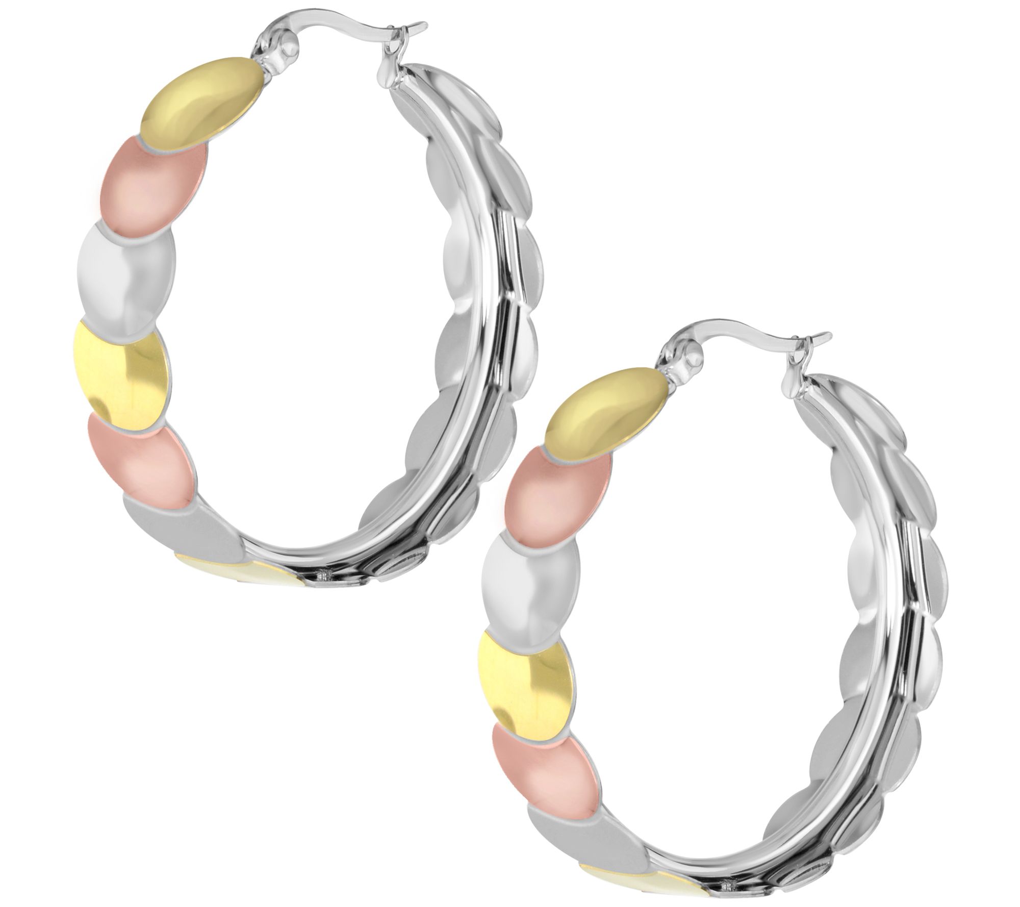 Steel by Design Tri-Color Disc Hoop Earrings