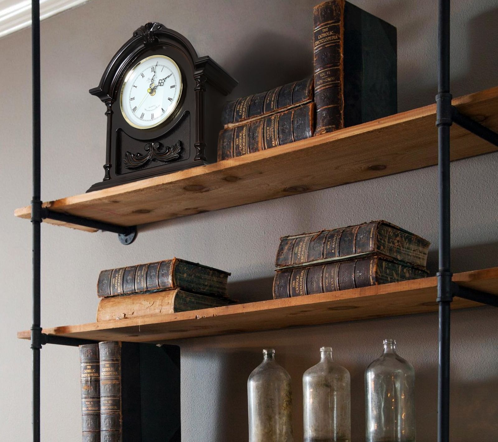 Bedford Clock Collection Wood Mantel Clock withChimes