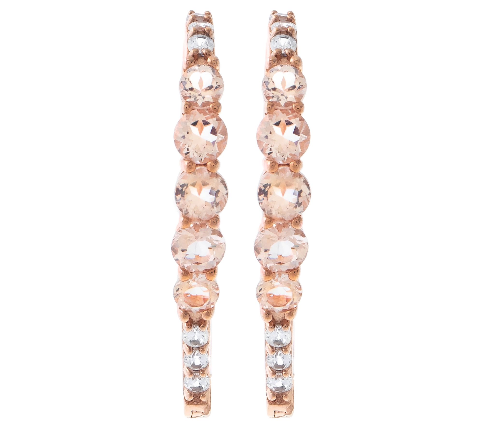 Affinity Gems Morganite Heart Hoop Earrings, 14K Rose Plated