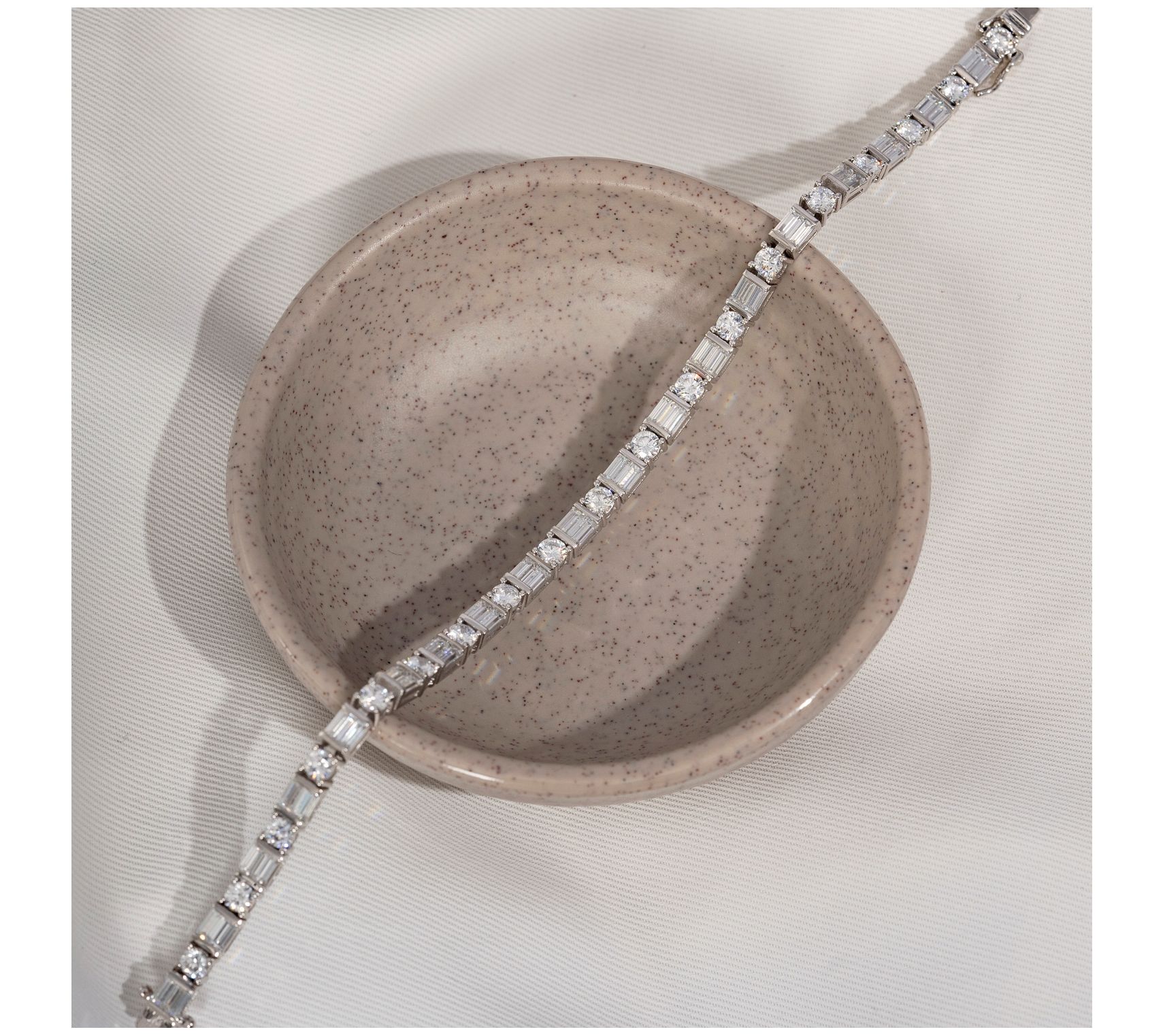 Diamonique Baguette Tennis Bracelet, Platinum Clad