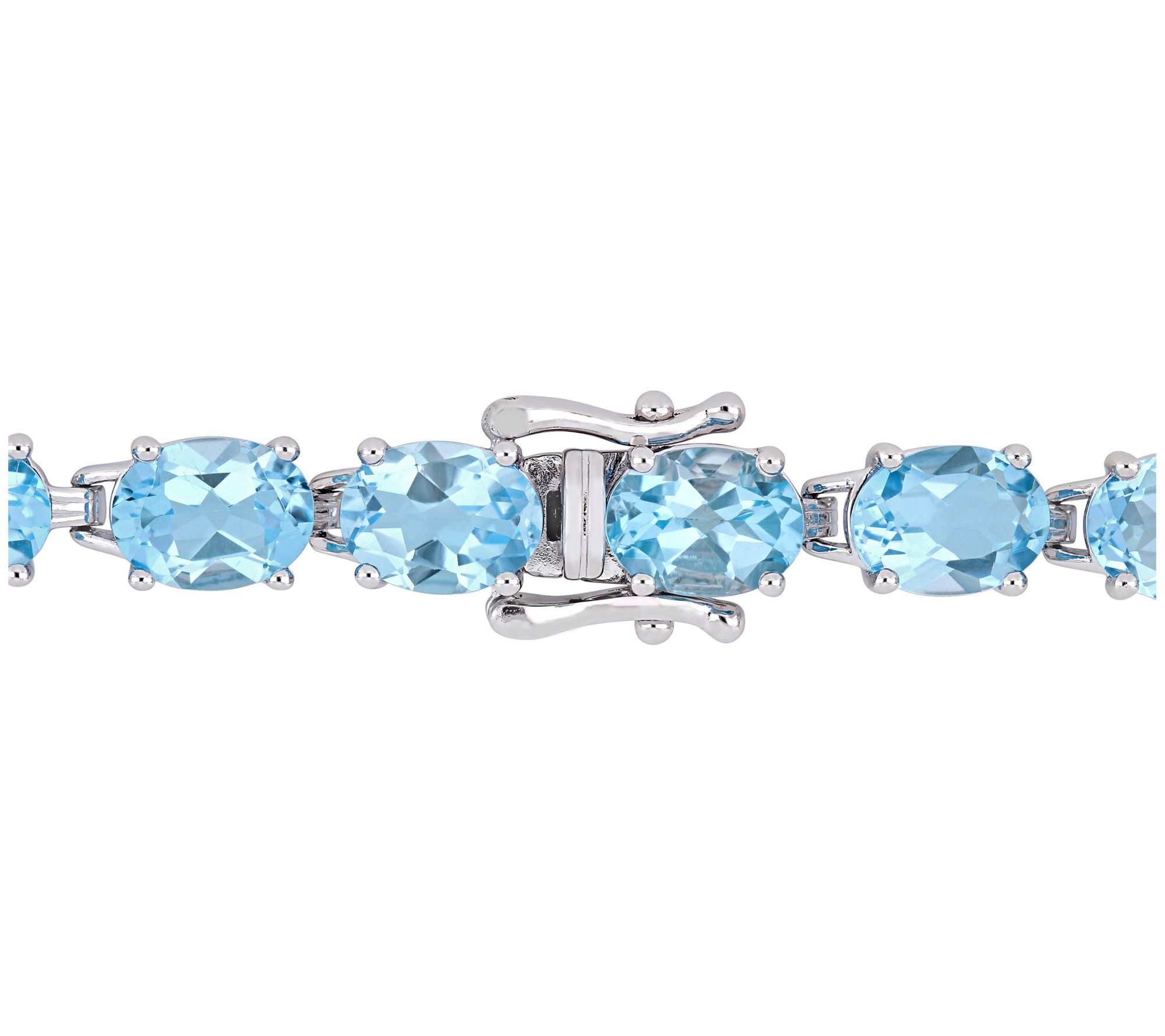 Sterling Silver 28.50 cttw Blue Topaz Tennis Bracelet