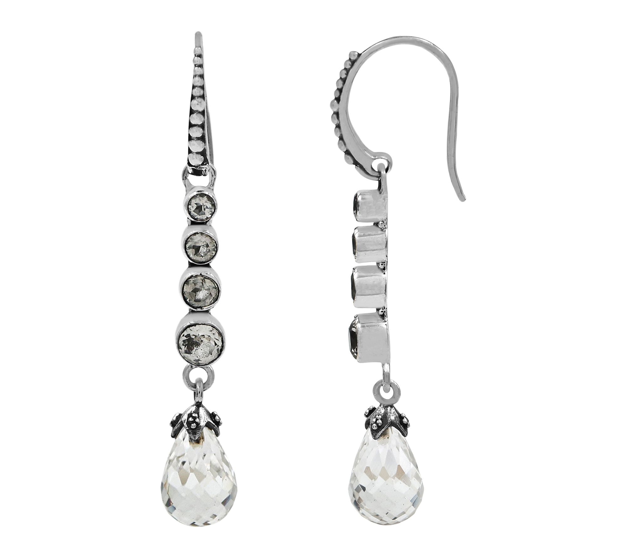 Artisan Crafted Sterling Zircon & Rock CrystalDangle Earrings
