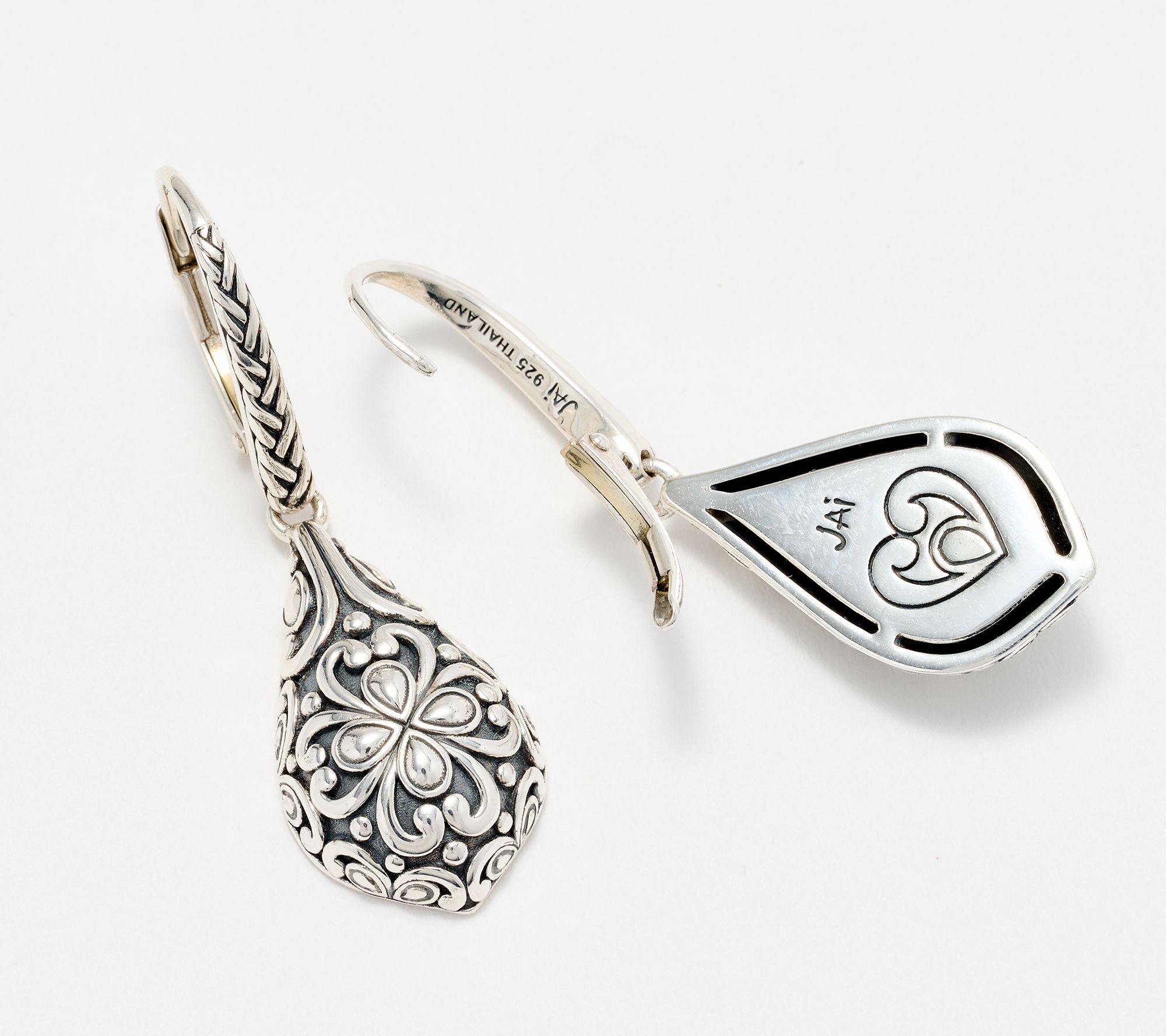 JAI Sterling Silver Heritage Lotus Textured Earrings