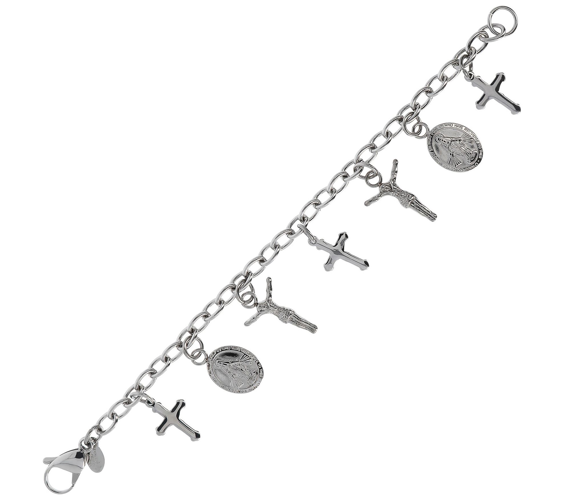 Steel by Design Religious Motif Charm Bracelet