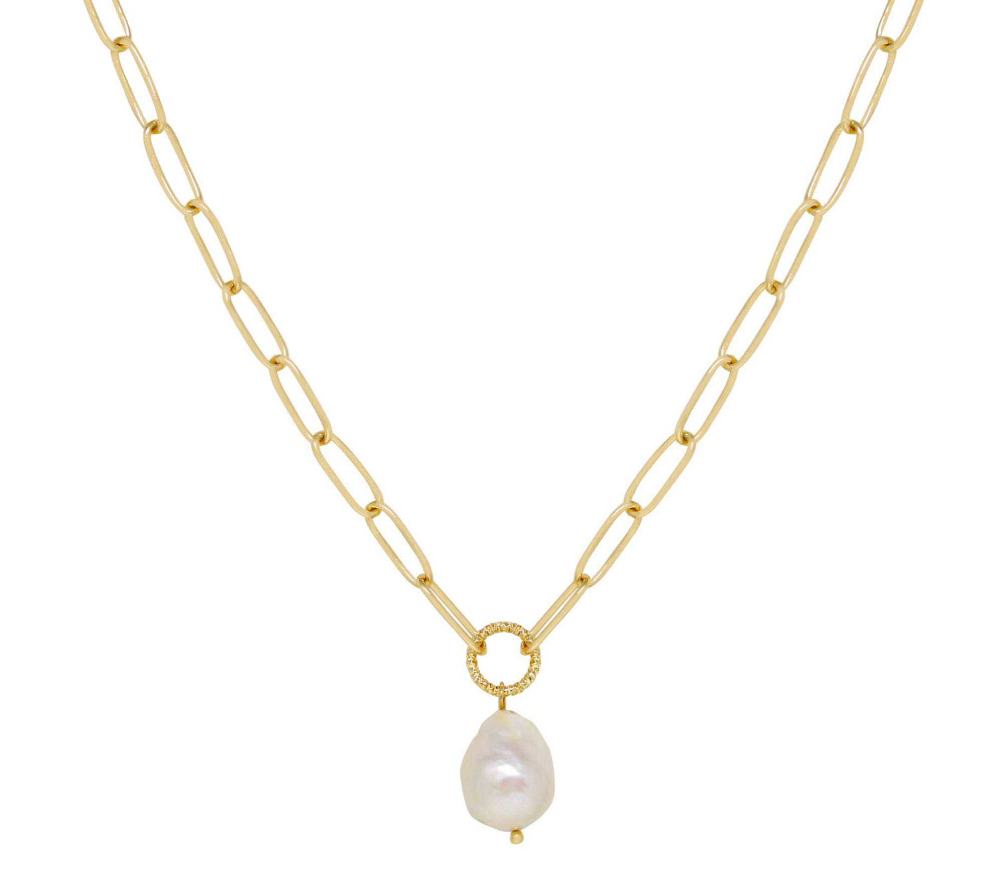 Ettika Cultured Pearl Oval Link Chain Necklace
