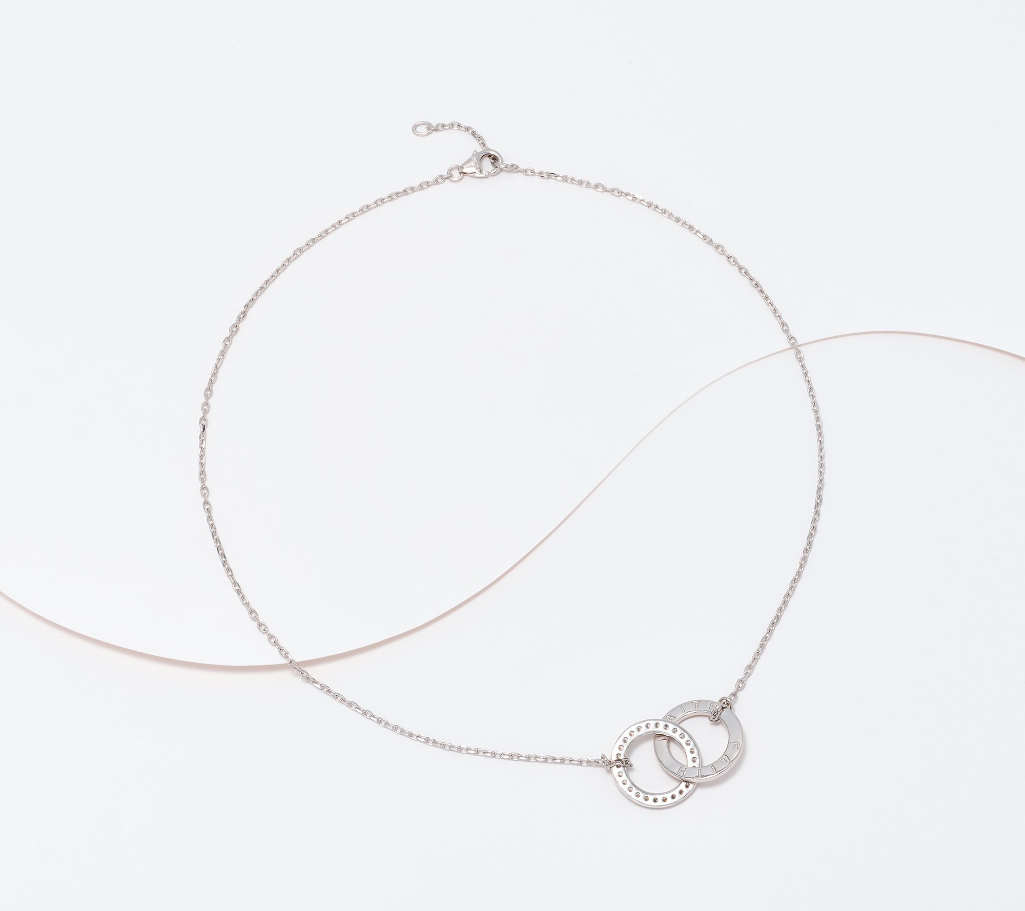 Diamonique Italia Interlocked Rings Necklace, Sterling Silver