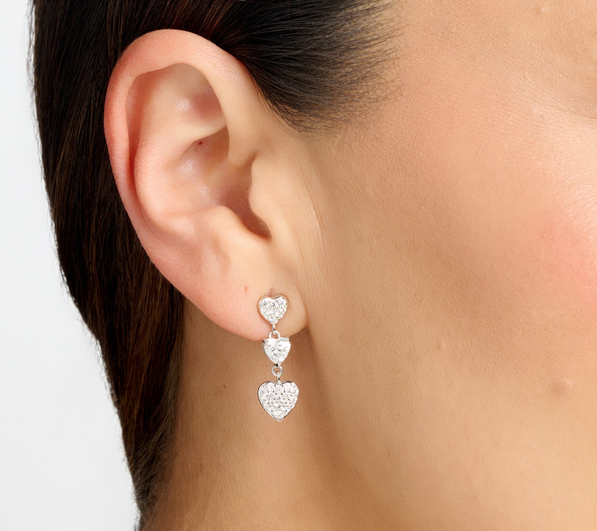 Diamonique x Kathy Levine Love Train Dangle Earrings Sterling Silver