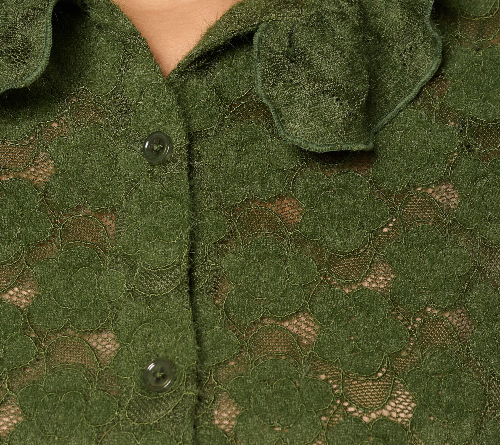 Studio Park x Sandra Bennett Woven Lace Button Front Blouse