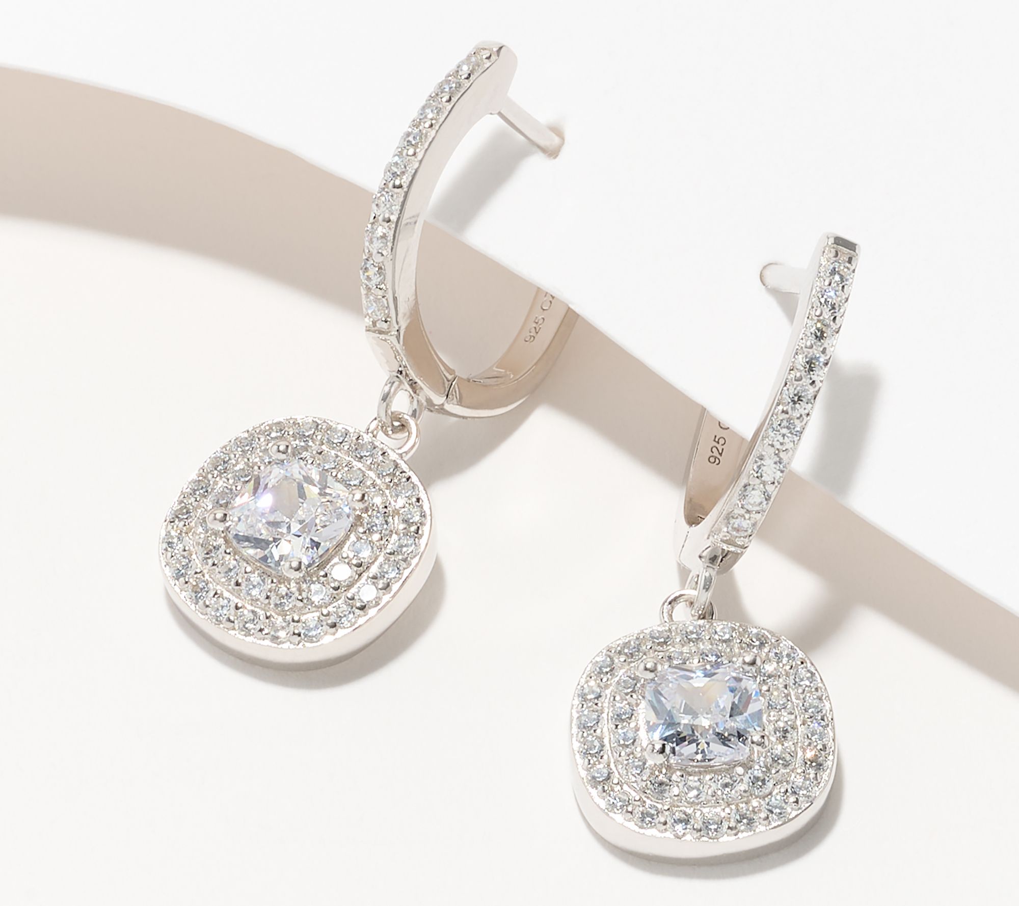 Diamonique Classics Leverback Earrings, Sterling Silver