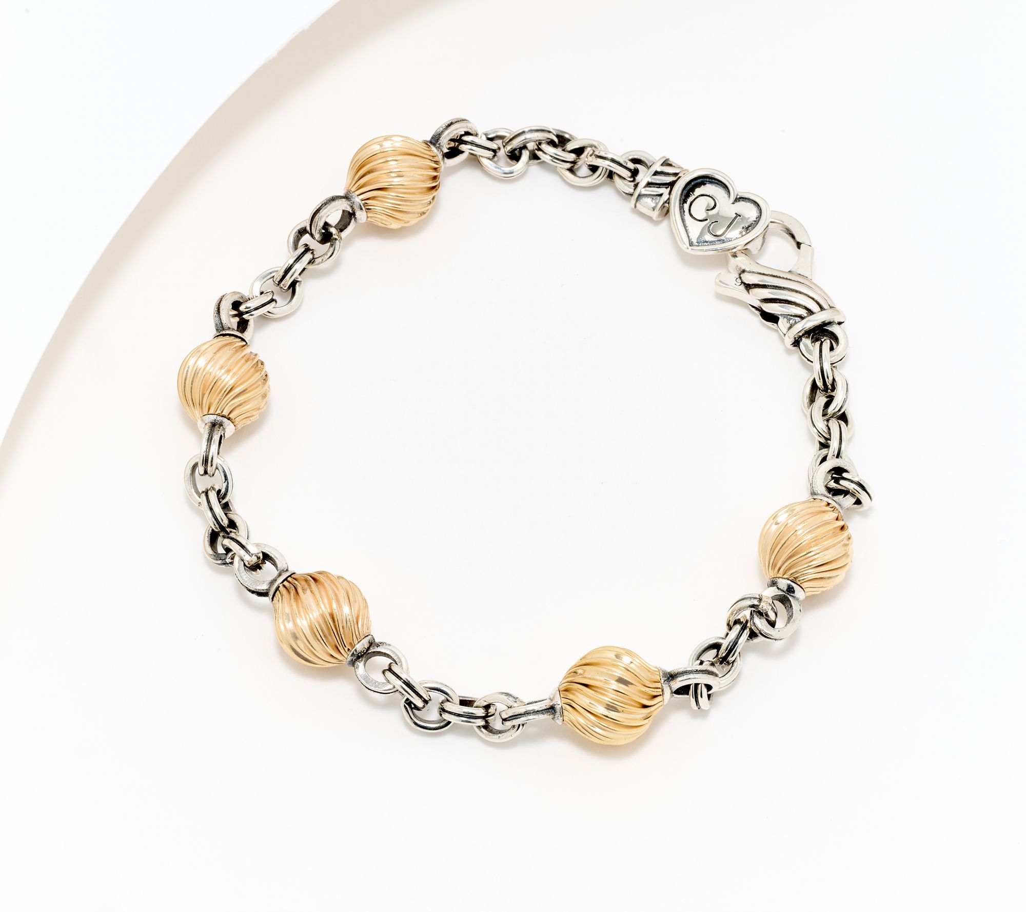 Christian James by Scott Grimes 14K Gold Clad Bead Rolo Bracelet, 8.4g