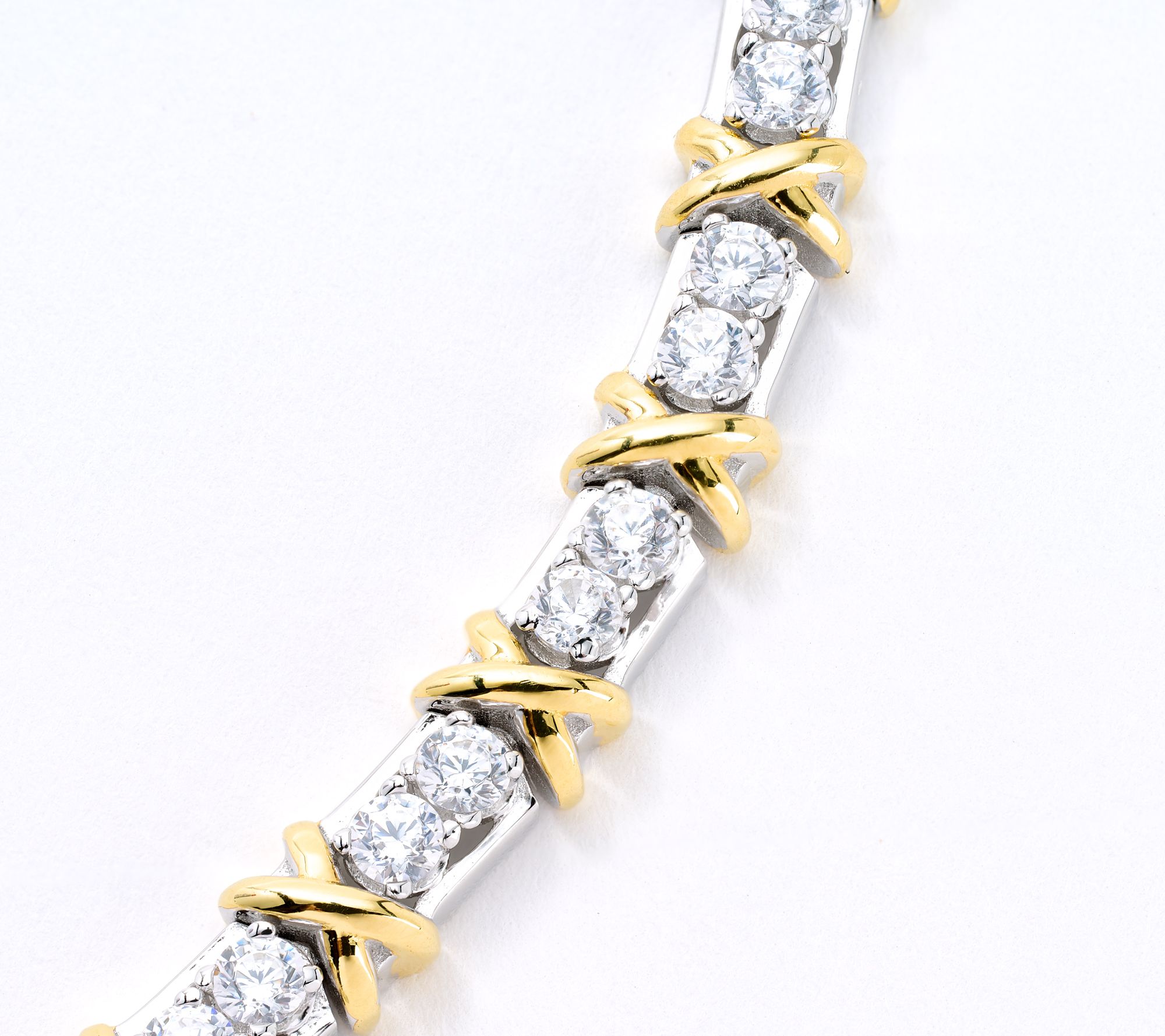 Diamonique Two Tone XO Tennis Bracelet, Sterling Silver