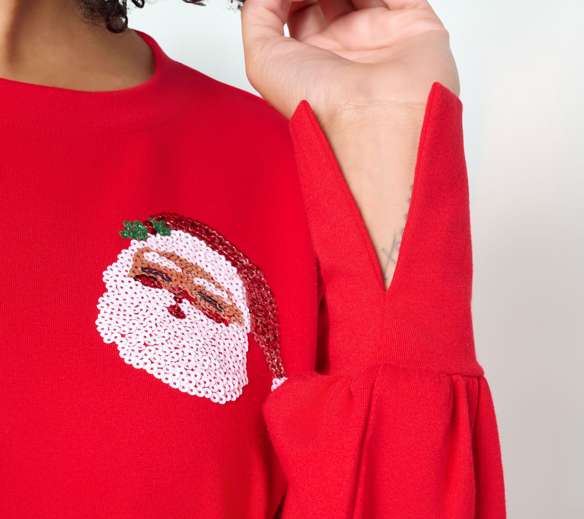 Jingle Belles by Kim Gravel Sequin Santa Knit Top