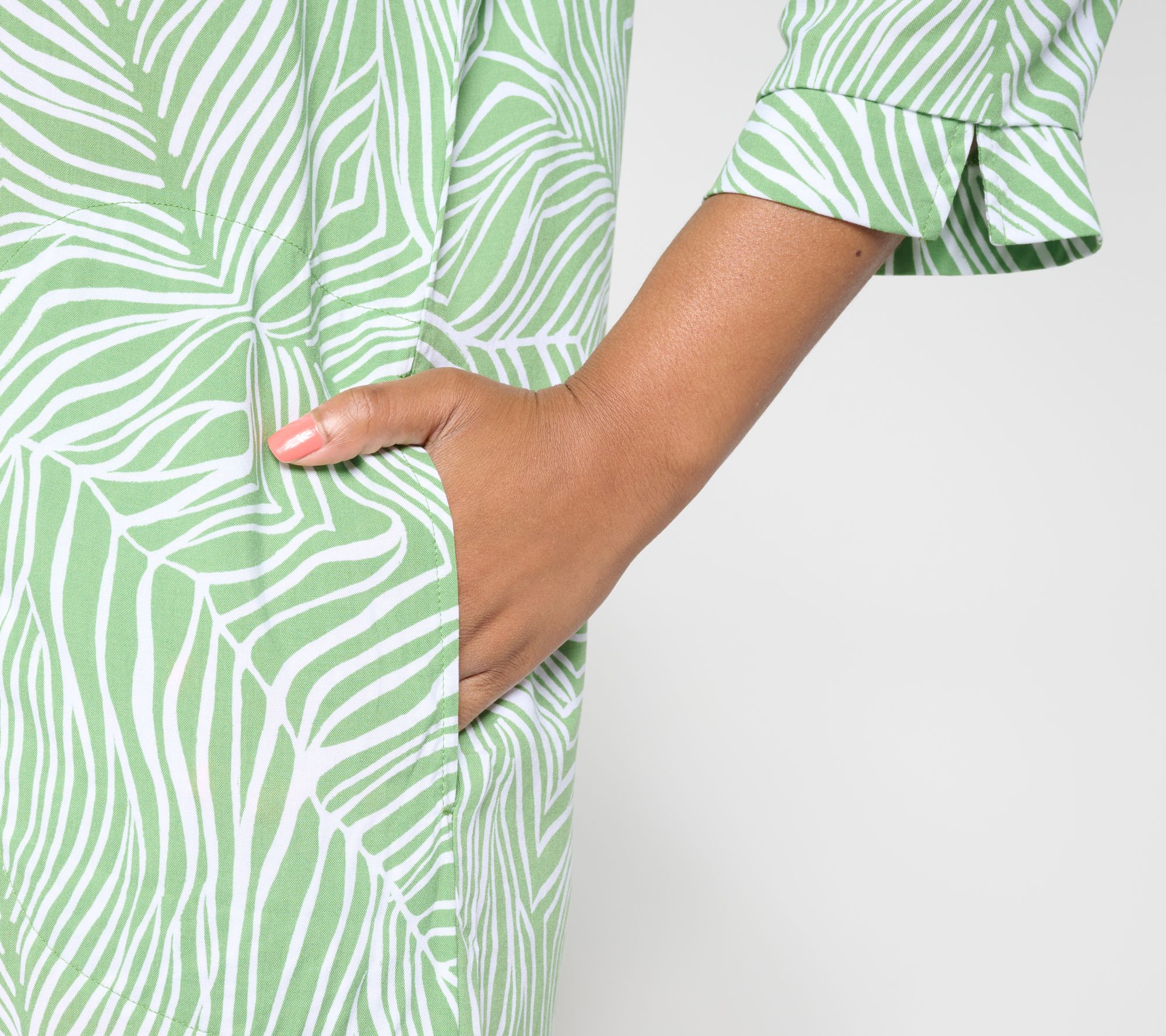 Stan Herman Woven Button Front Halftan