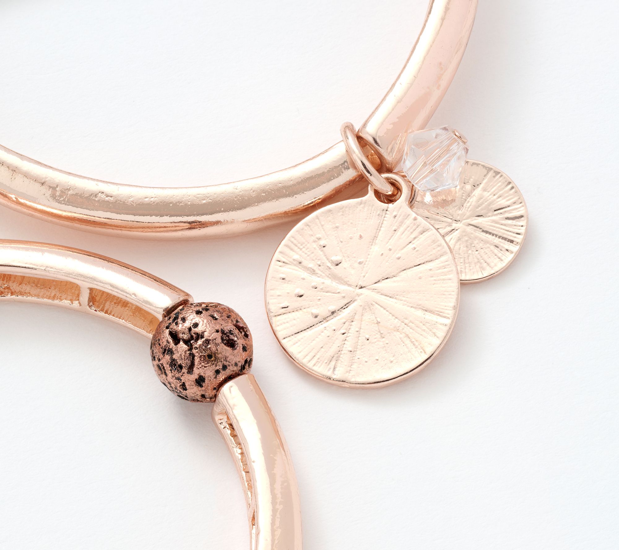 Zorbitz Set of 2 Lava Bead & Charm Stretch Bracelets