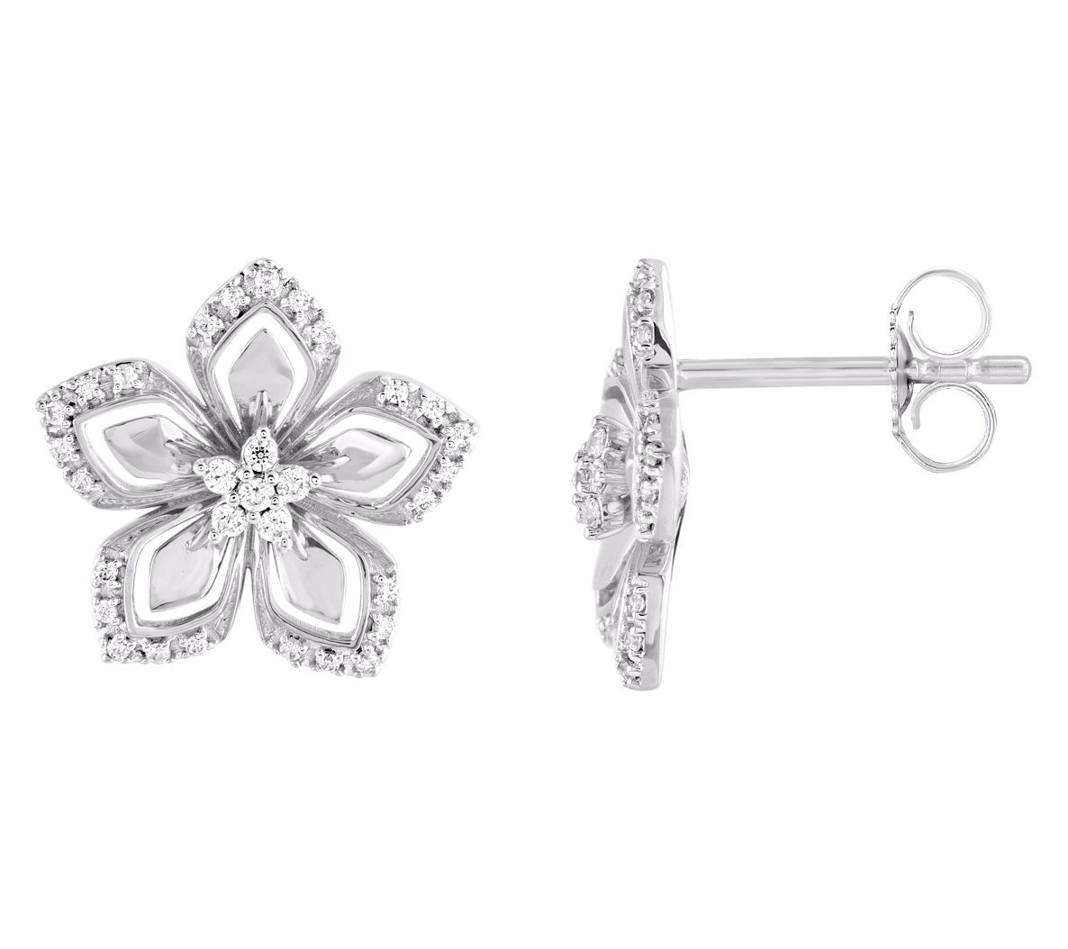 Accents by Affinity Diamond Floral Button Earrings, Sterling