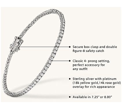 Diamonique 4.85 cttw Tennis Bracelet, Sterling Silver