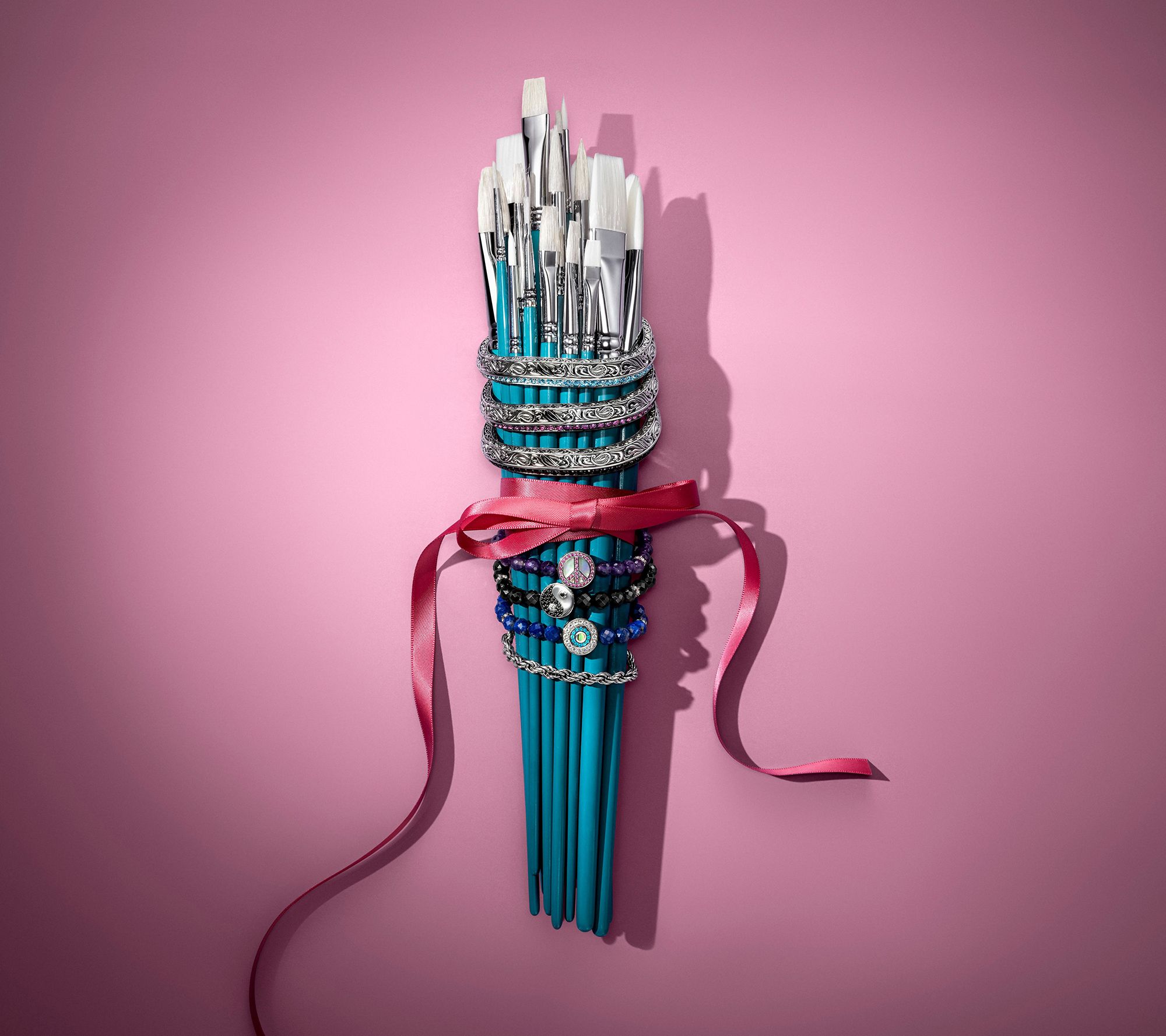 Third Person Sterling Gemstone Bead & PeaceSign Bracelet