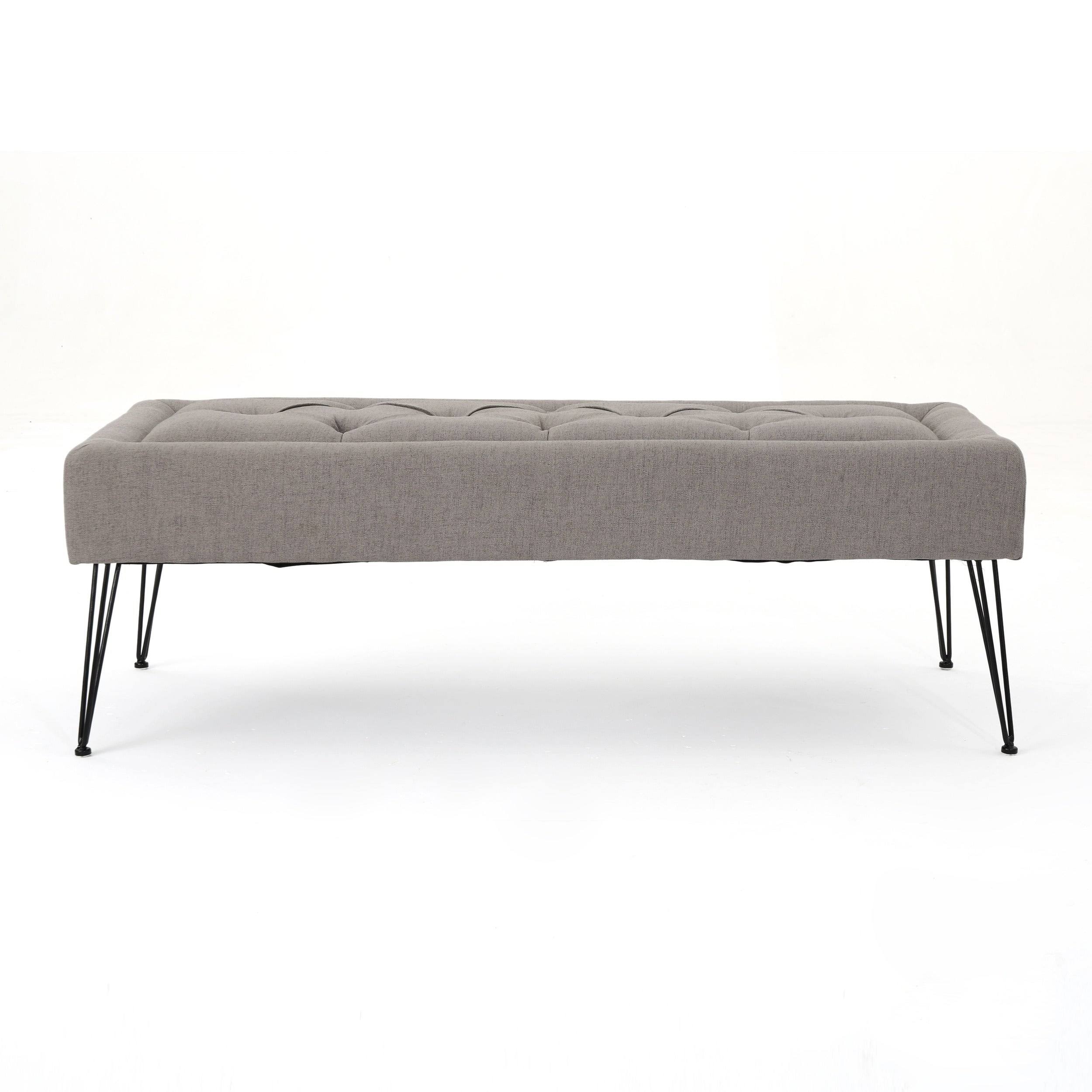 Christopher Knight Home Zyler Rectangle Tufted Fabric Ottoman Bench by, Blue