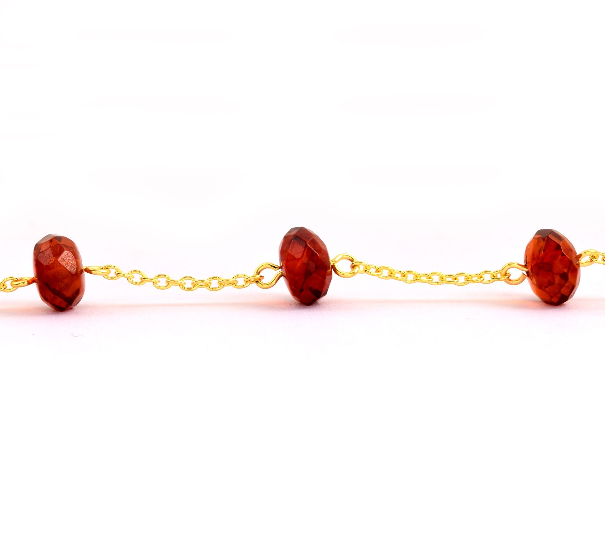 Affinity Gems Amber Bead Station Bracelet, 14KGold Plated
