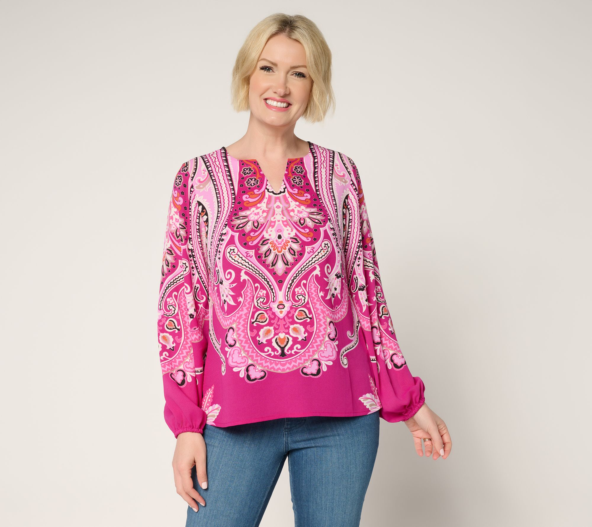 Belle by Kim Gravel Spicy Medallion Print Blouse