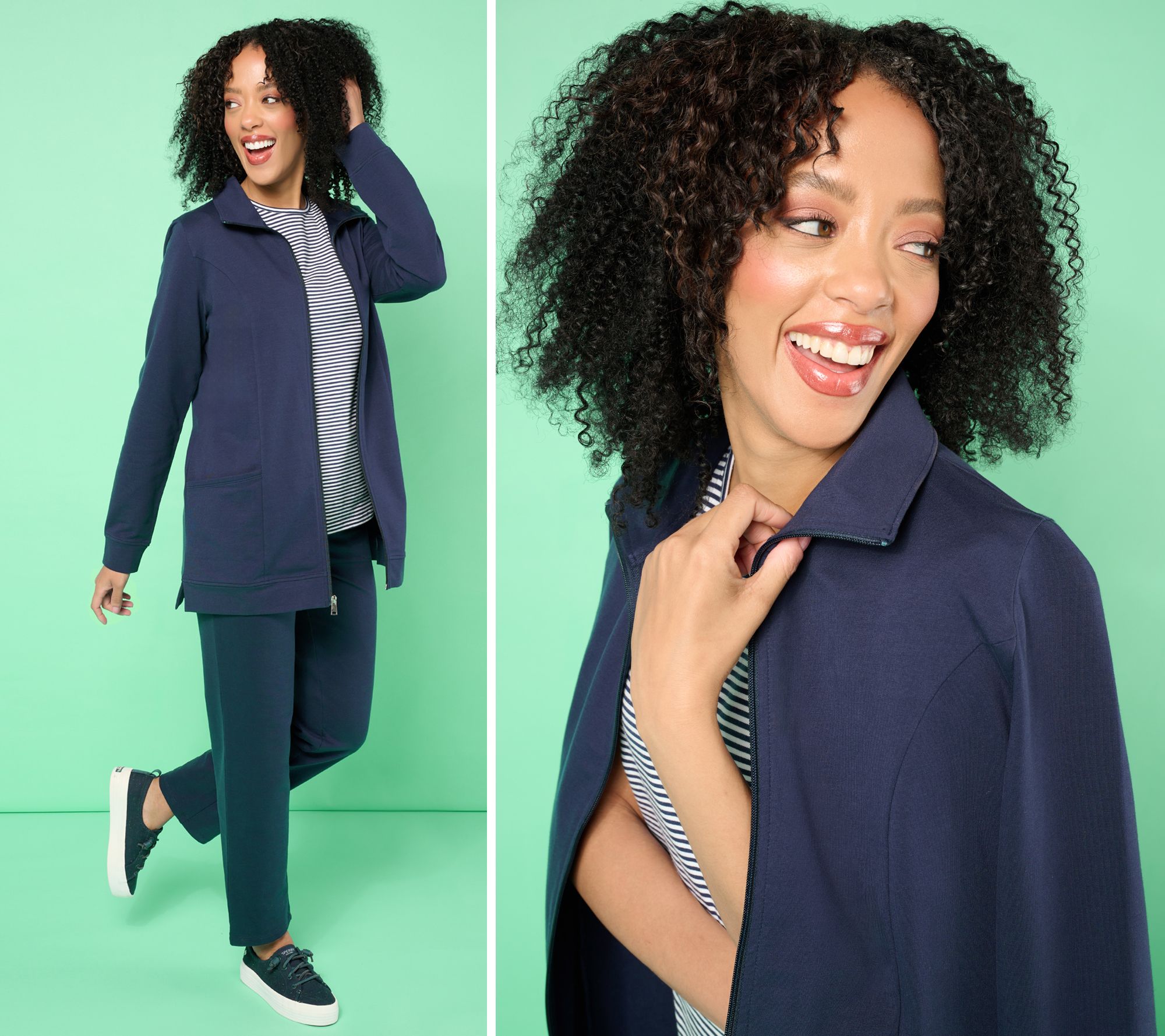 Denim & Co. Regular EasyWear French Terry Tunic Jacket