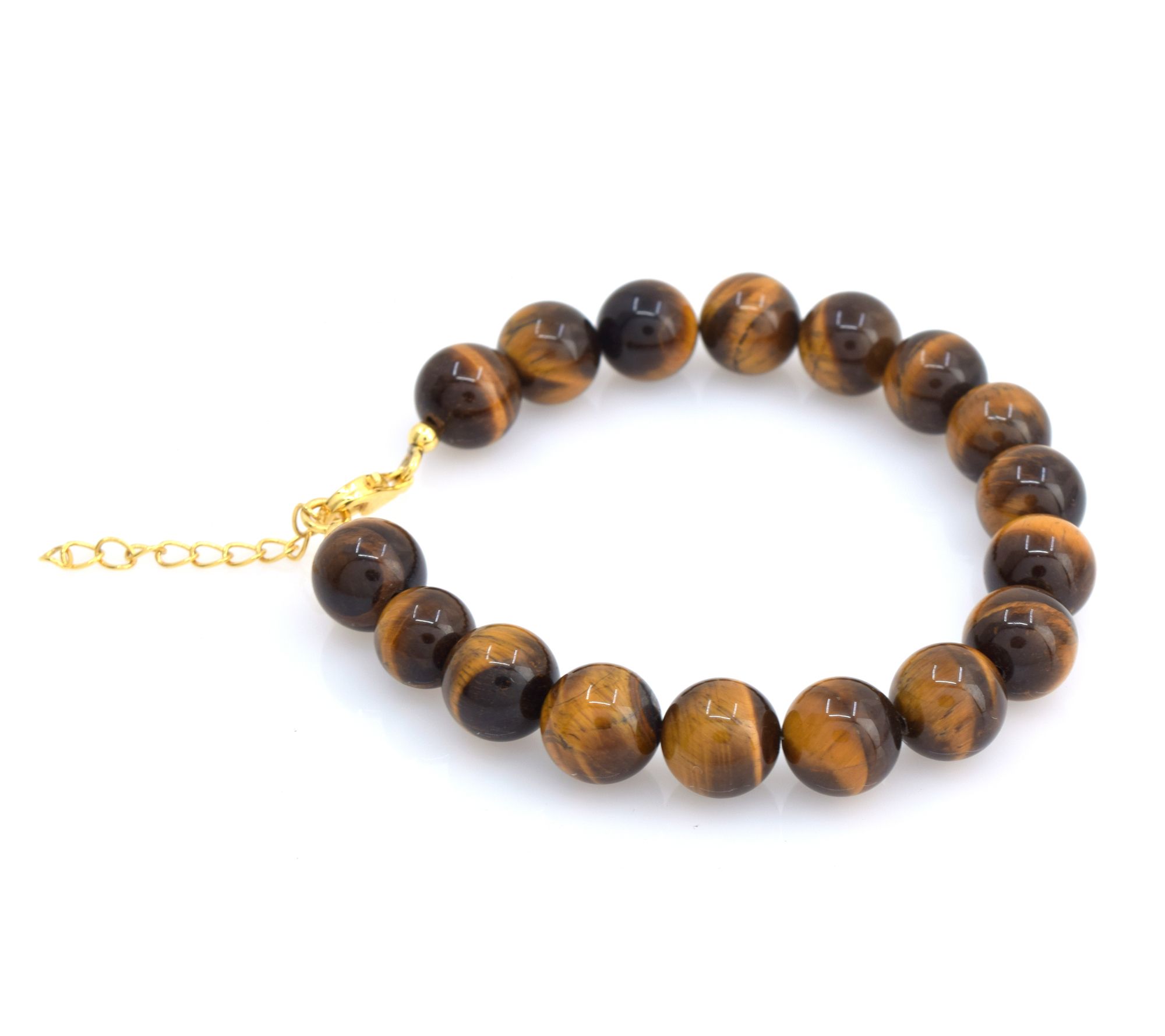 14K Gold Plated Tiger Eye Bead Bracelet