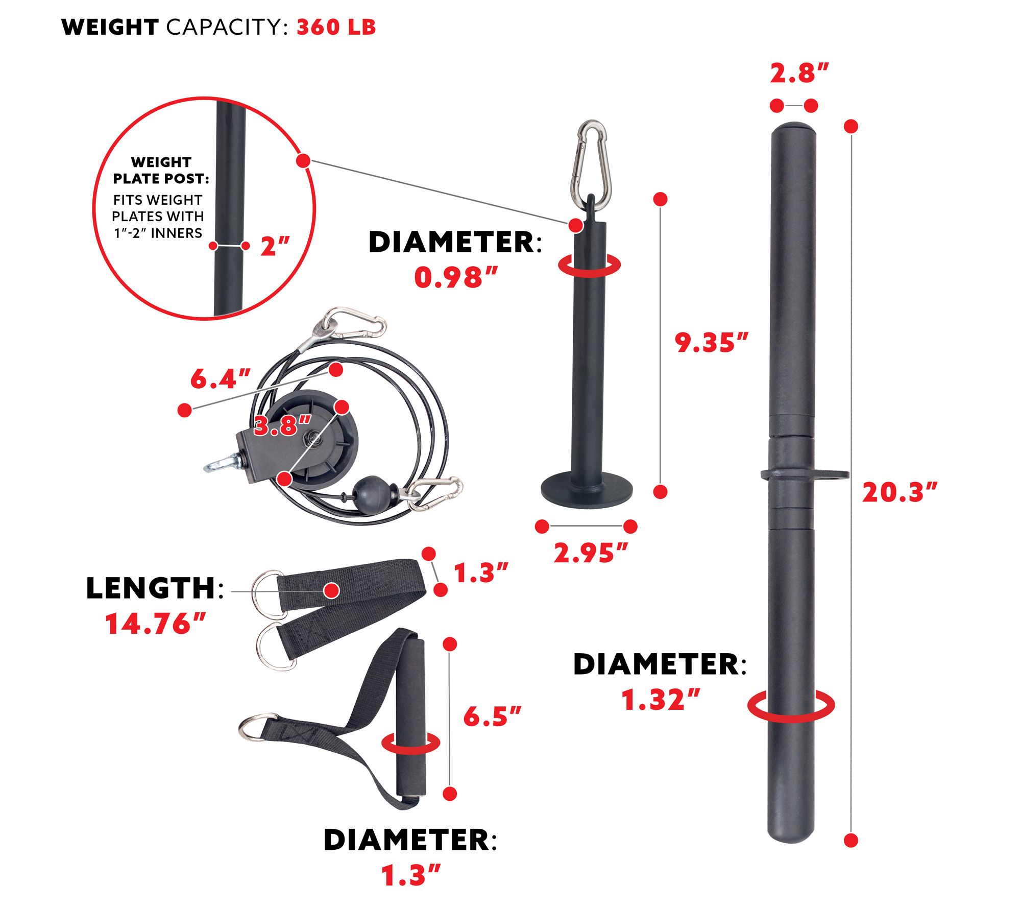 Sunny Health & Fitness Lat Pull-Down Attachment- SF-XFA006