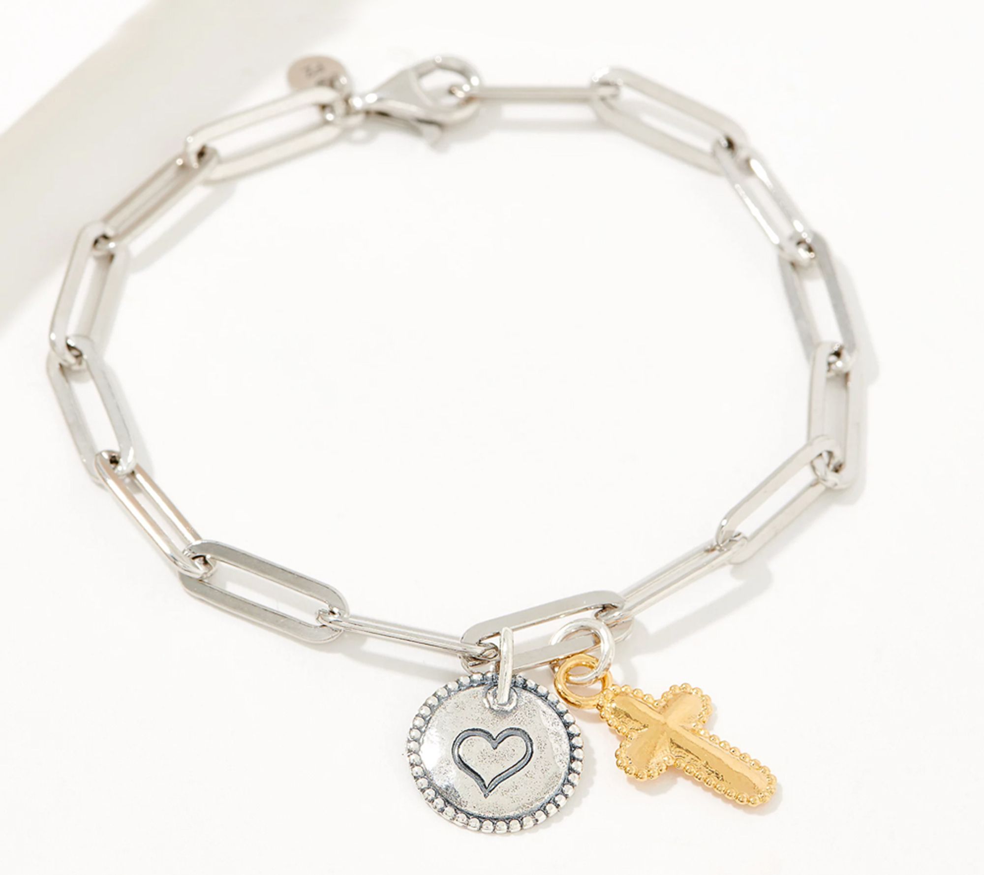 Or Paz Two-Tone Sterling Paperclip Bracelet with Charms