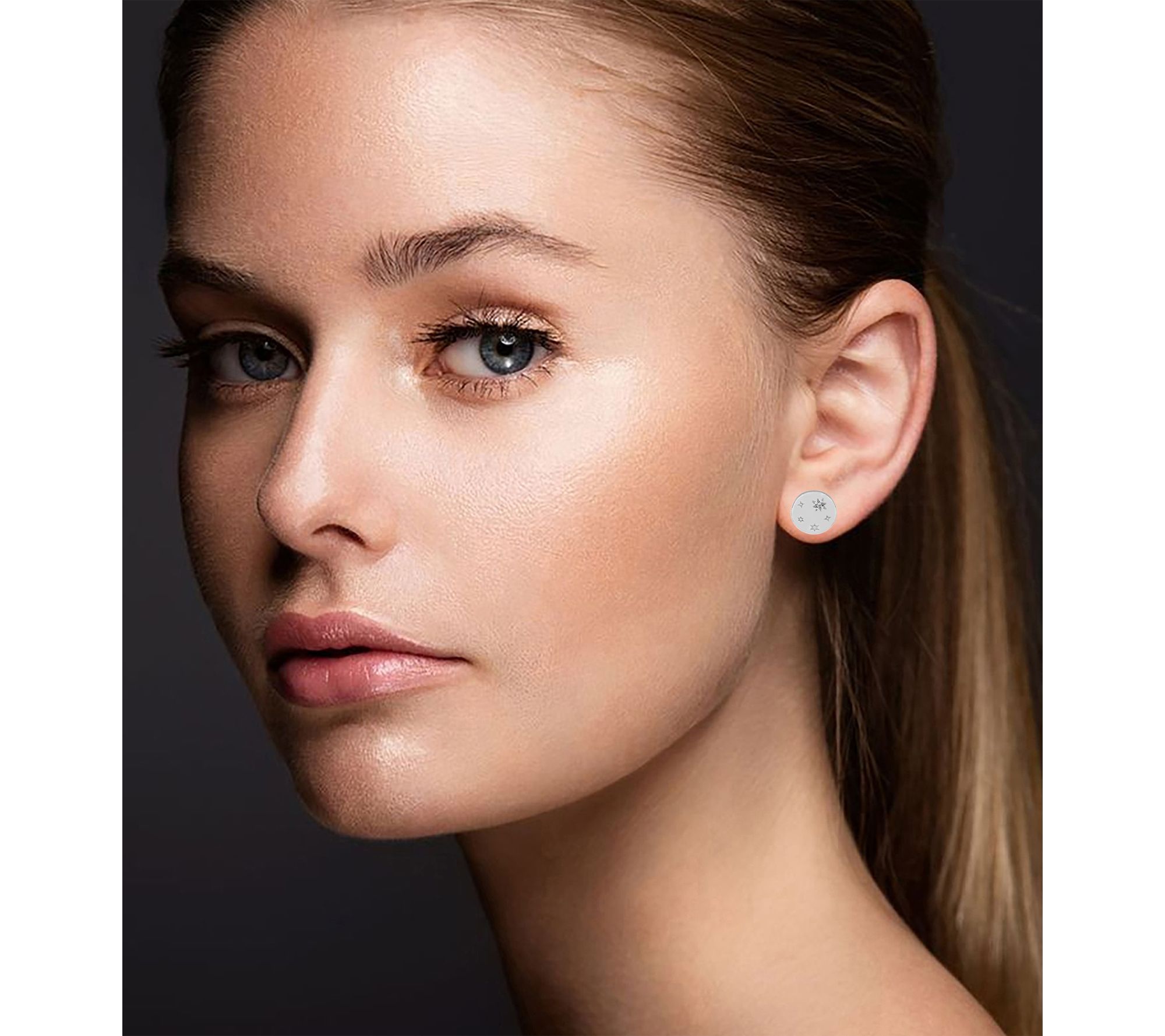 Diamonique Disc Stud Earrings, Sterling Silver