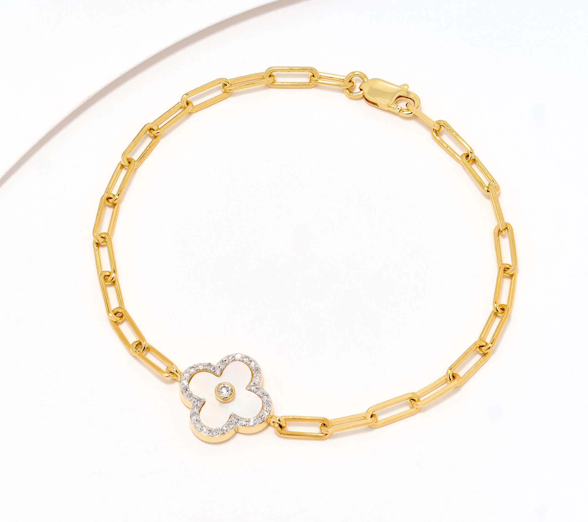 Accents by Affinity 0.21 cttw MOP Clover Linked Bracelet, Sterl