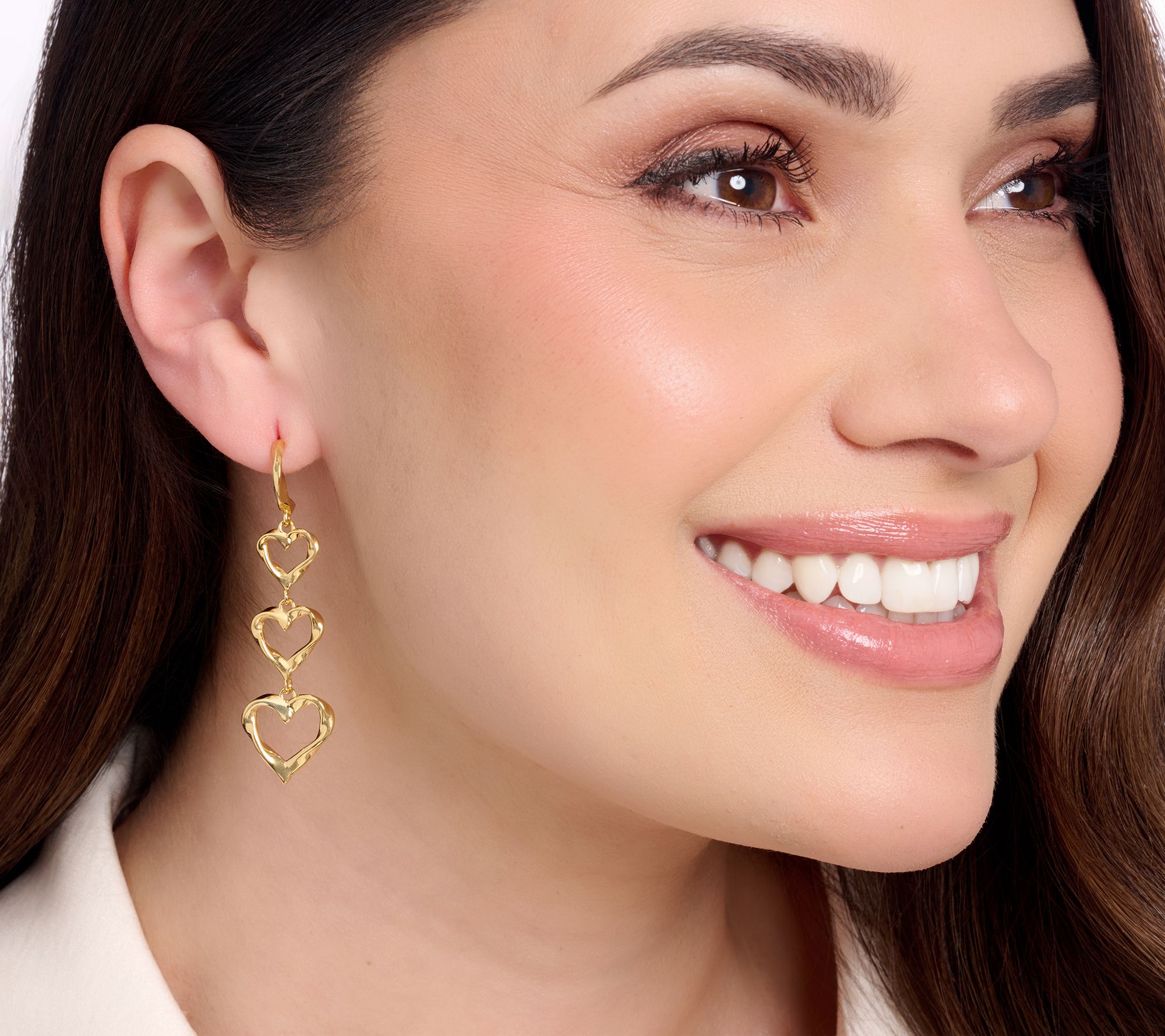 Christian James by Scott Grimes 14K Gold Clad Triple Heart Drop Earrings