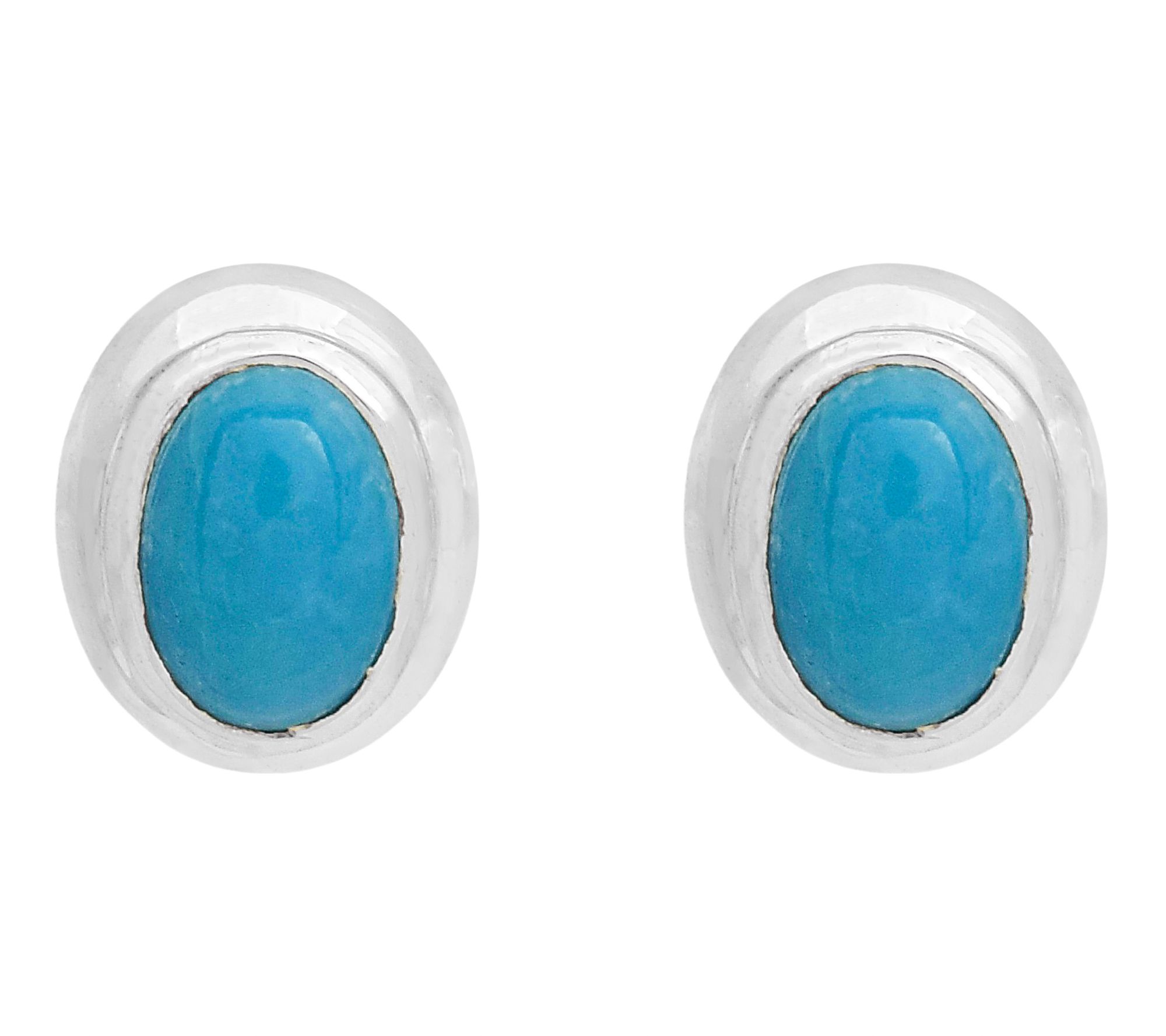 Affinity Gems High polished Turquoise Stud Earrings, Sterling