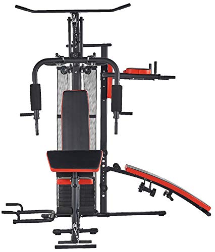 BalanceFrom-Home-Gym-System Workout-Station with 380LB of Resistance, 145LB-Weight Stack, Home Gym- Black & Red