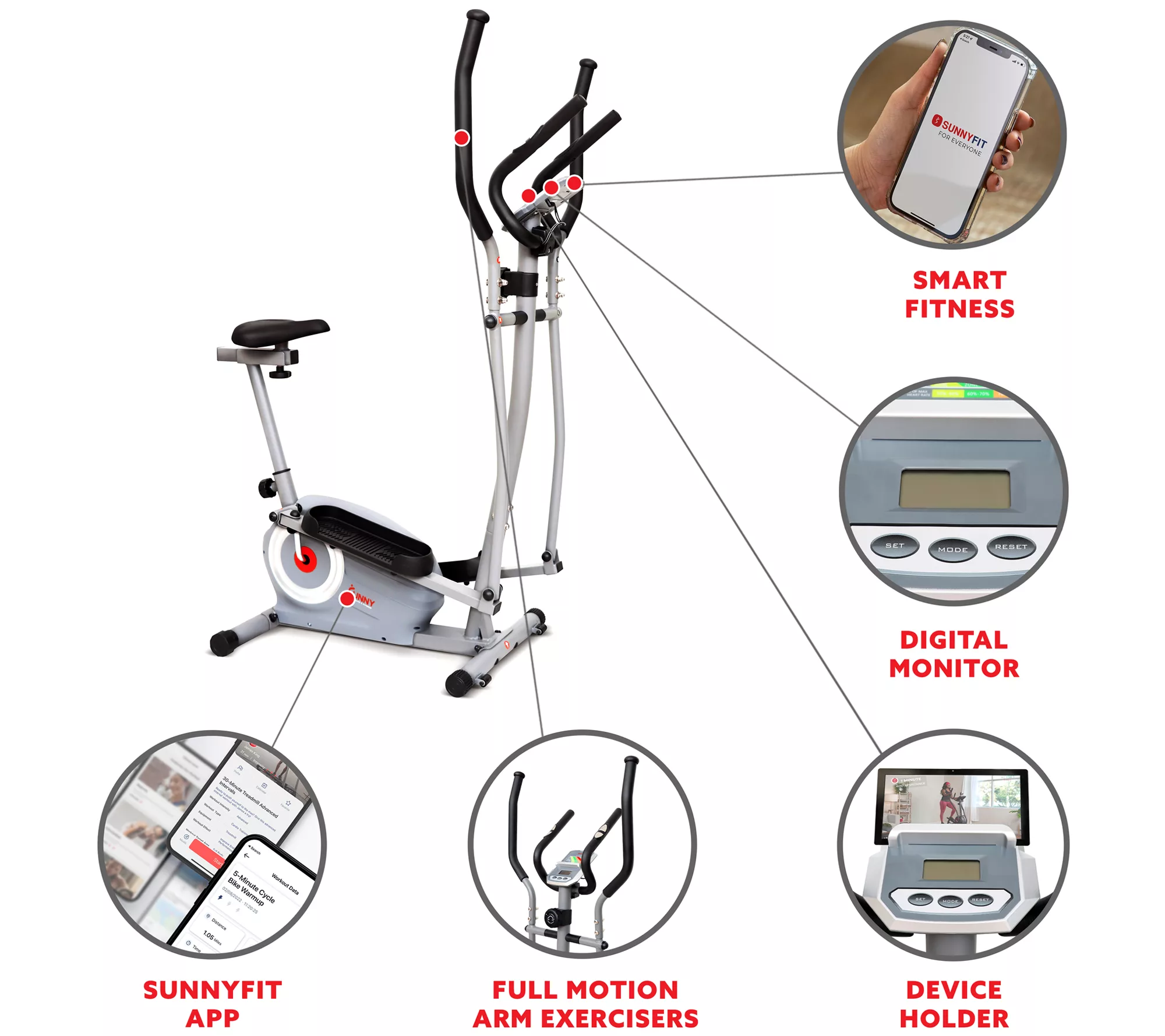 Sunny Health & Fitness Essential Series Seated Elliptical
