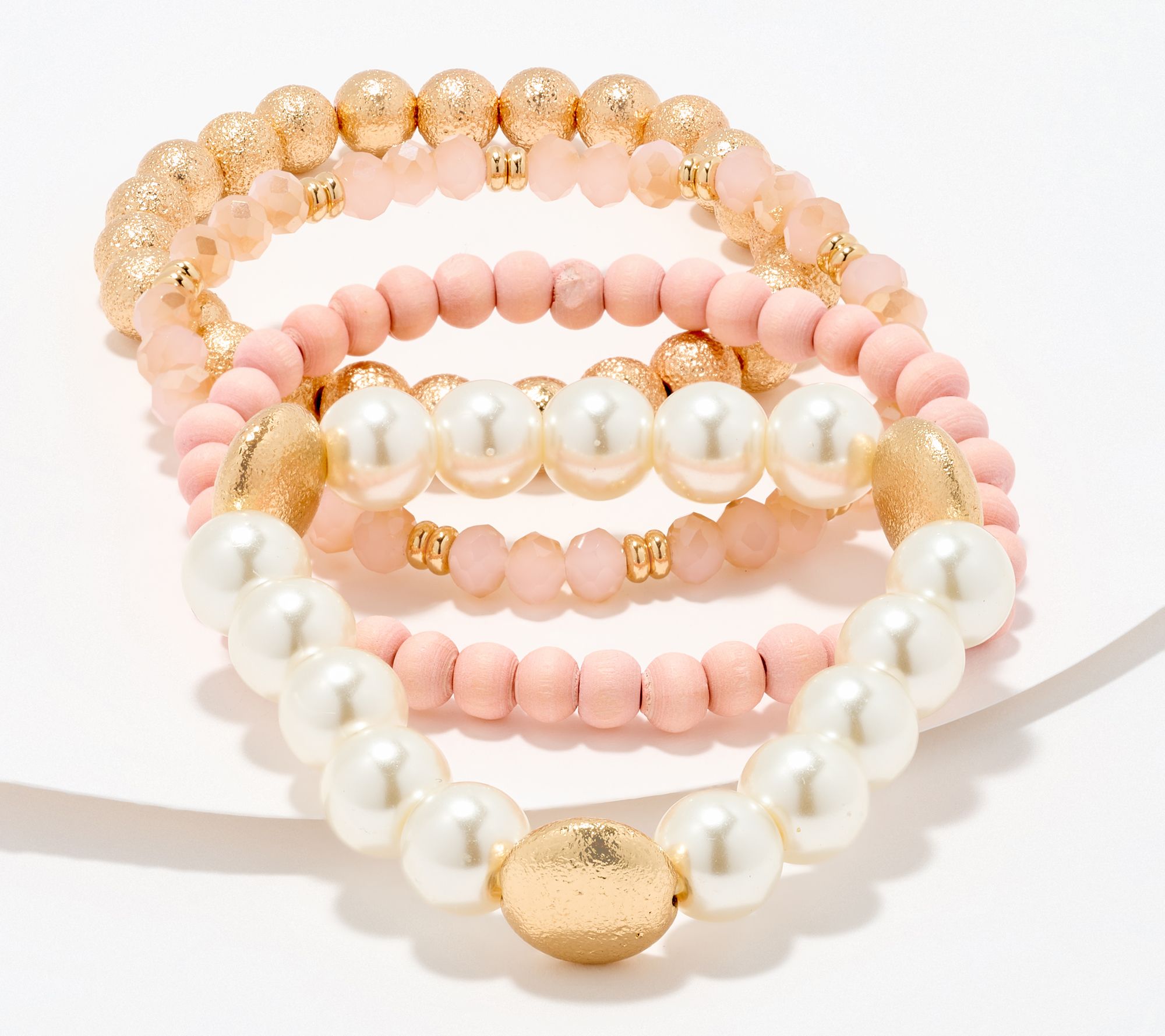 Susan Graver Set of 4 Mixed Media Stretch Bracelets