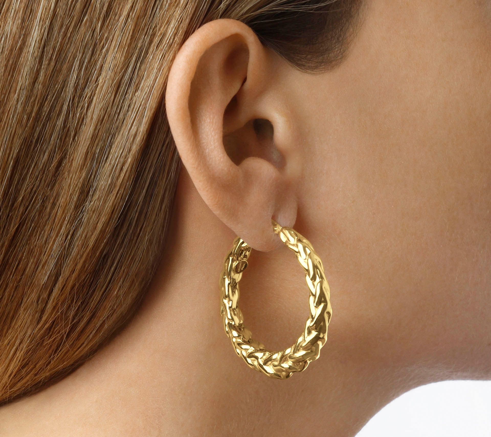 Italian Gold Graduated Round Hoop Earrings, 14K