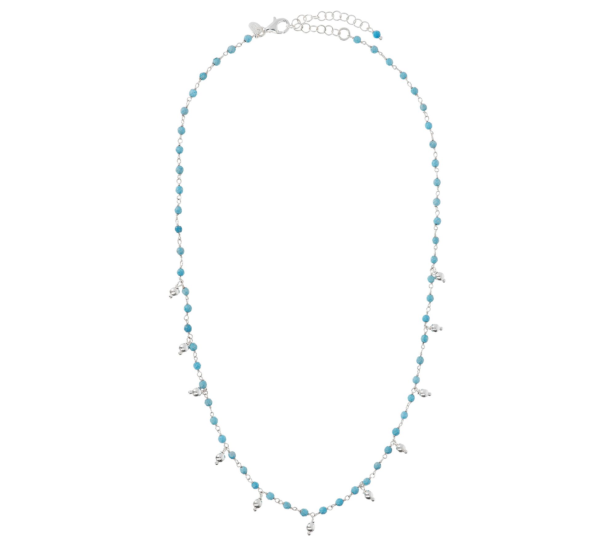 Italian Silver Gemstone & Dangle Bead Necklace