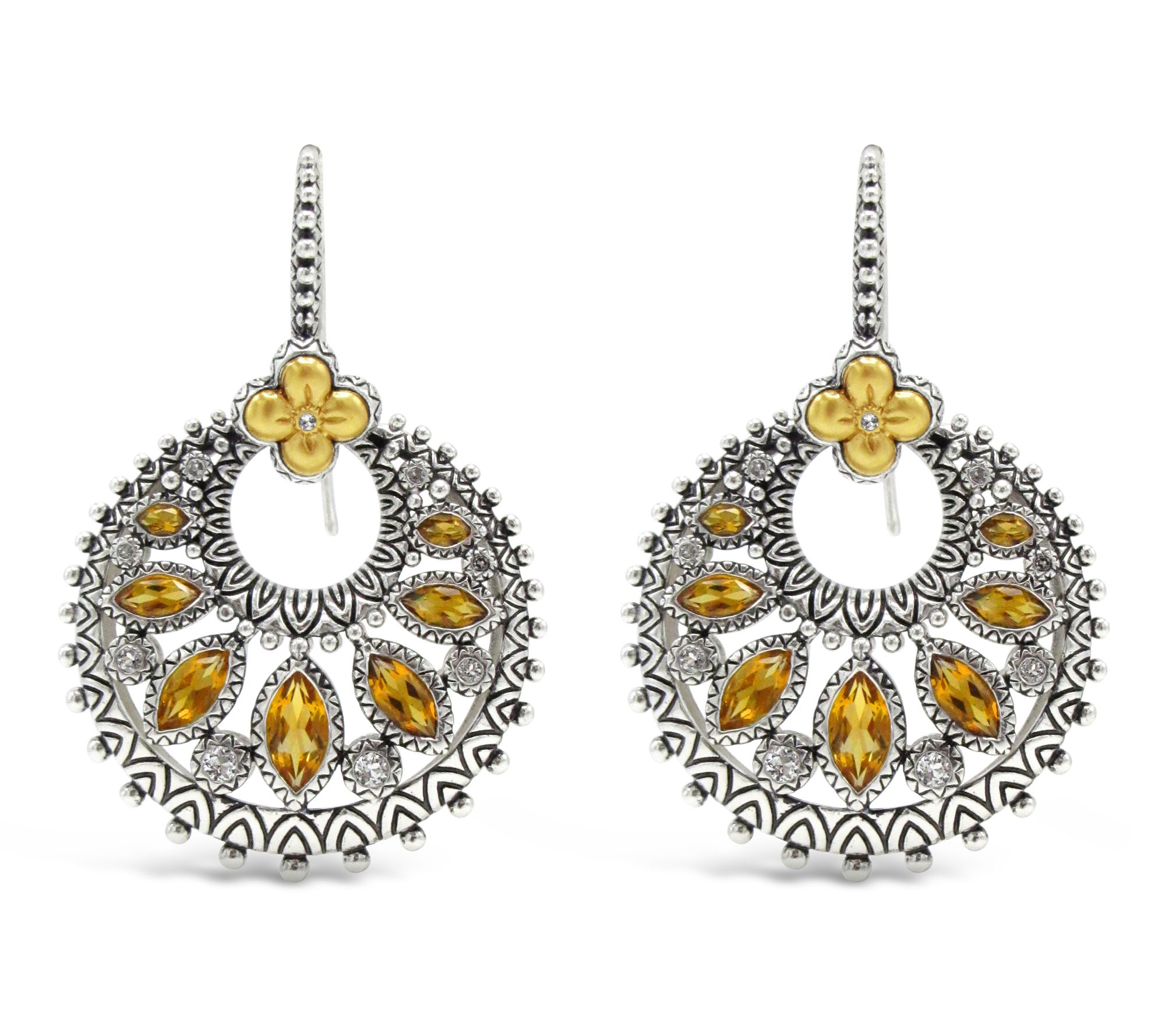 Barbara Bixby Sterling 18K Citrine & White Topaz Earrings